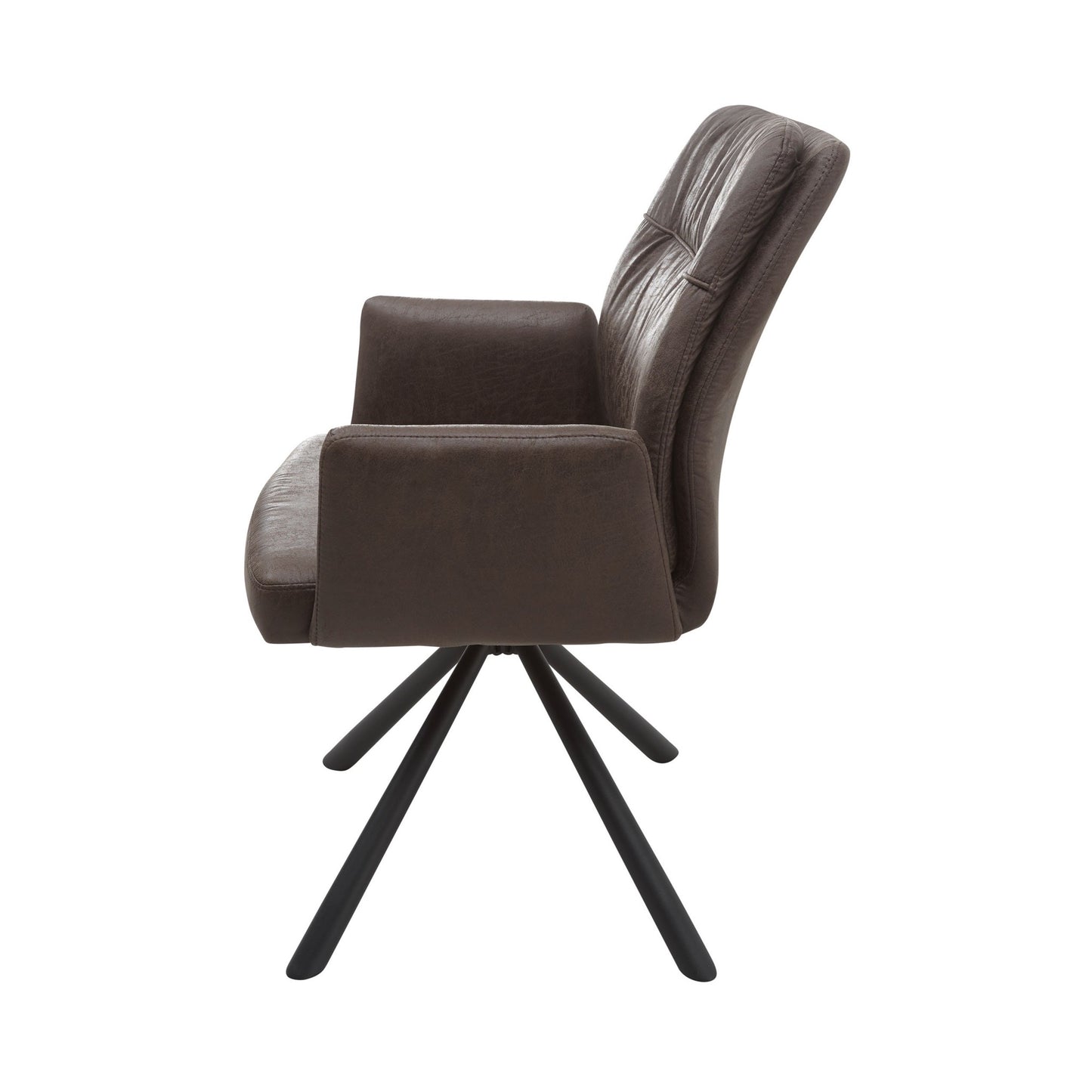 Armlehnstuhl in braun mit schwarzem Gestell