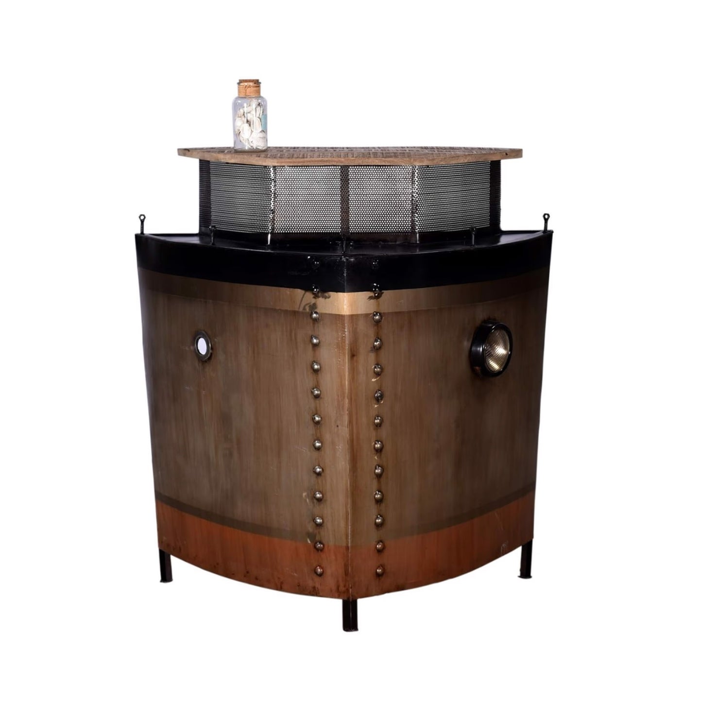 Barschrank in Form eines Schiffsbugs