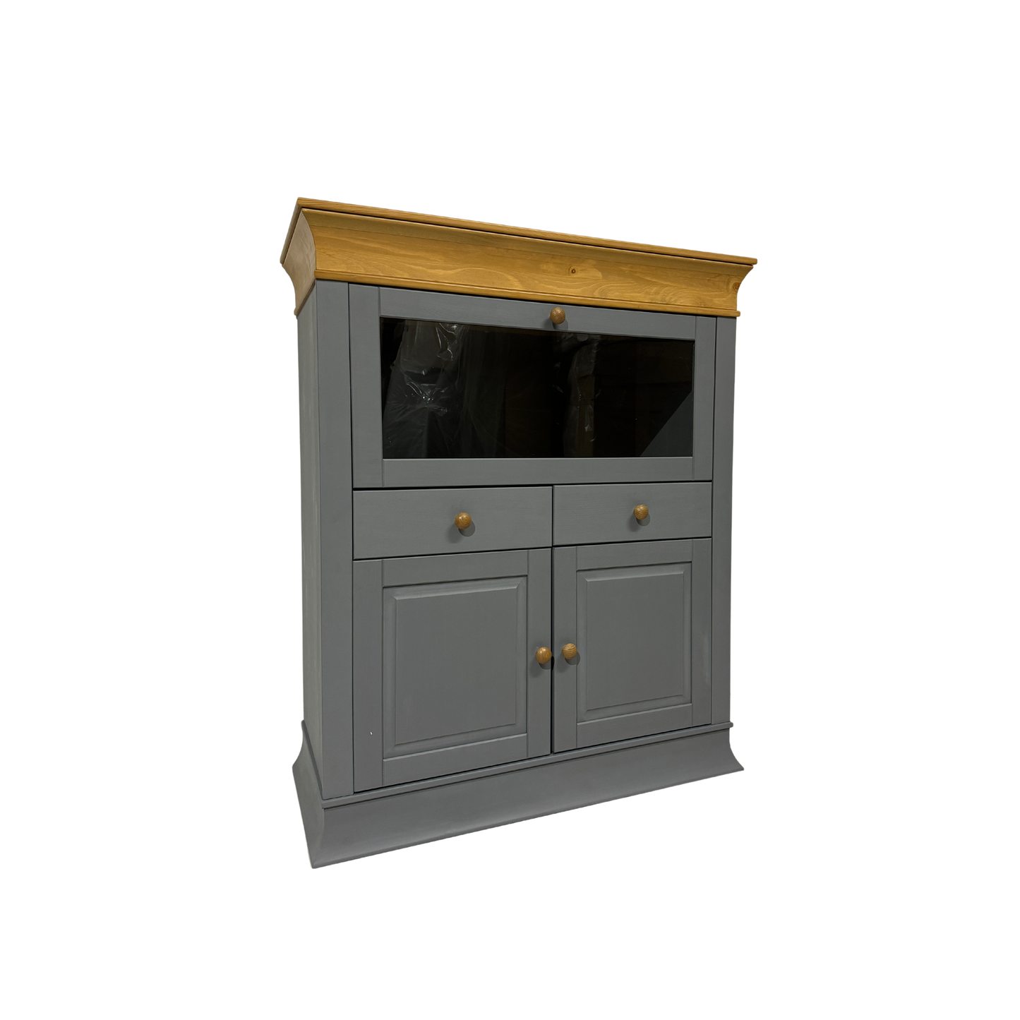 Barschrank Kiefer massiv grau / antik - Boston