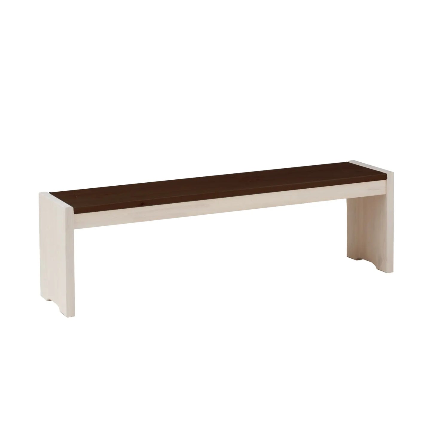 Helsinki Sitzbank aus Kiefernholz in weiß mit brauner Absetzung