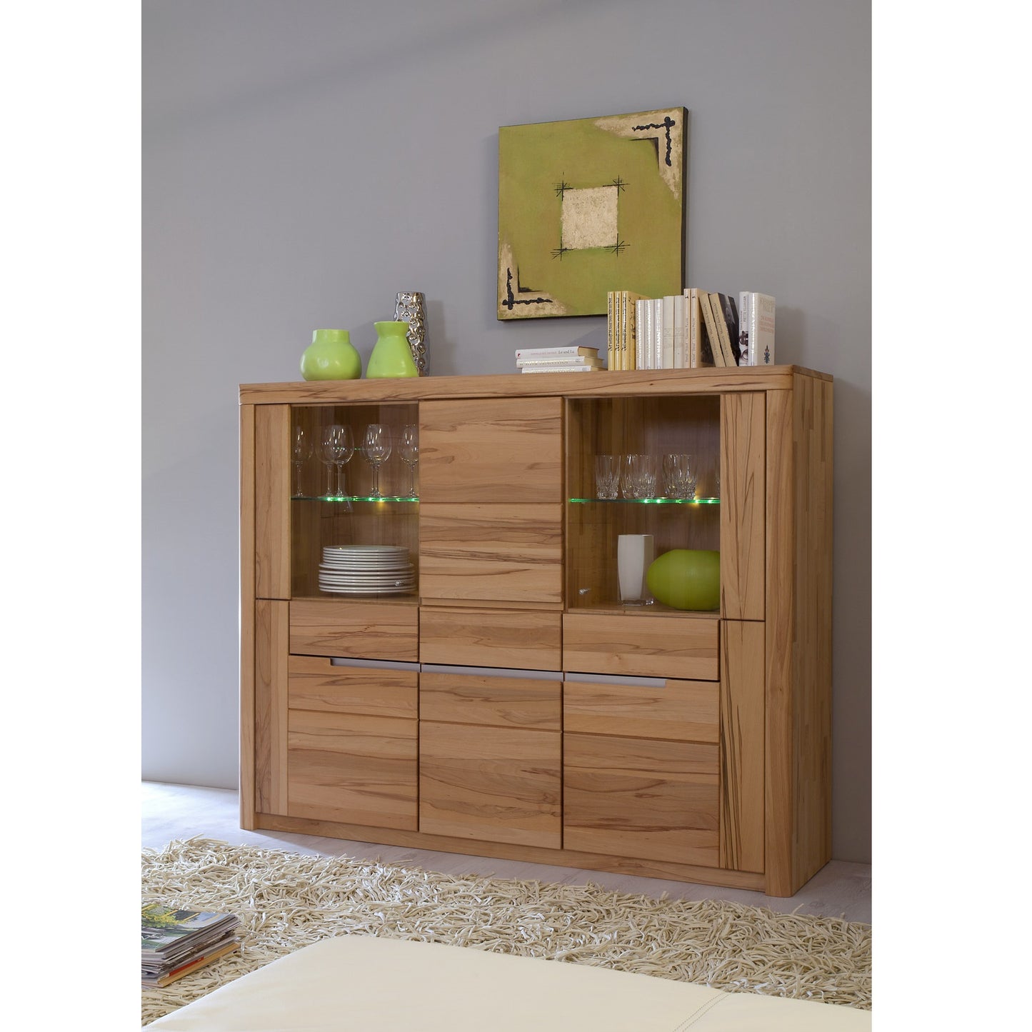 Highboard Kernbuche massiv geölt Solido