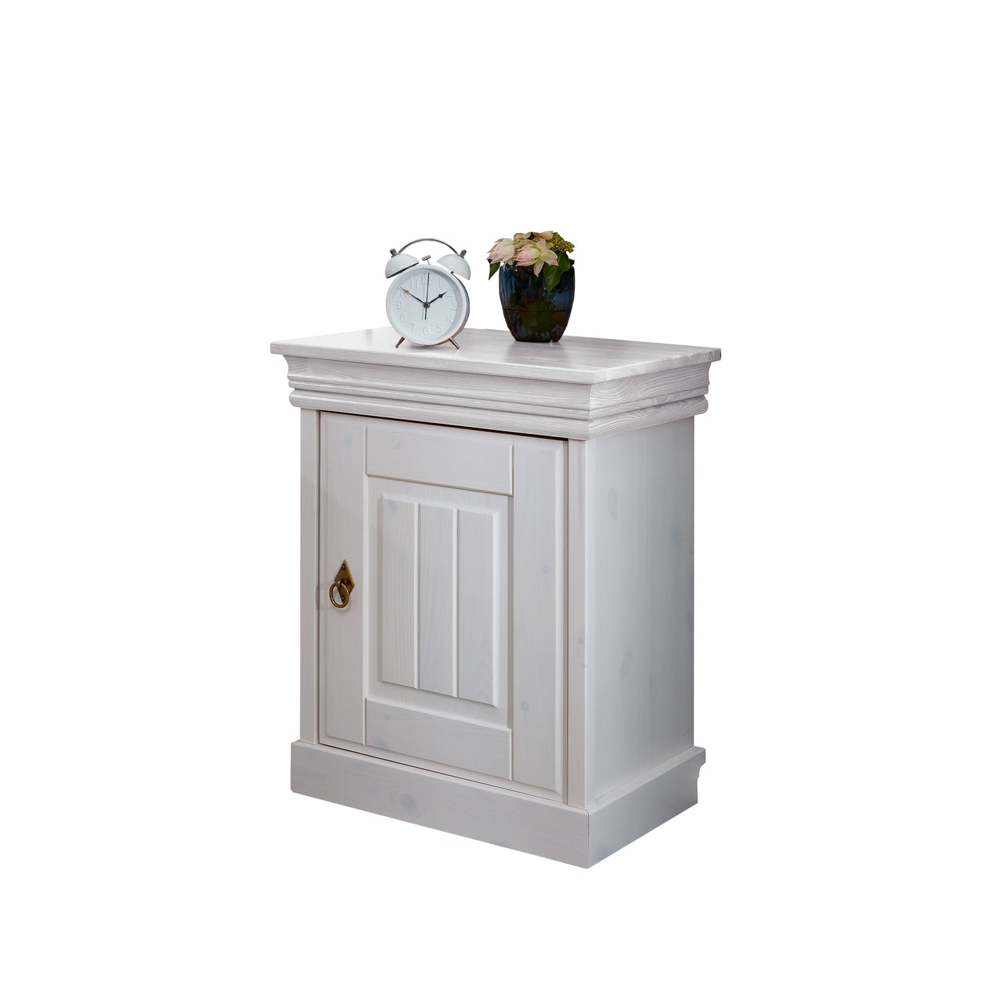 Weiße Nachtkonsole aus Holz im Landhausstil