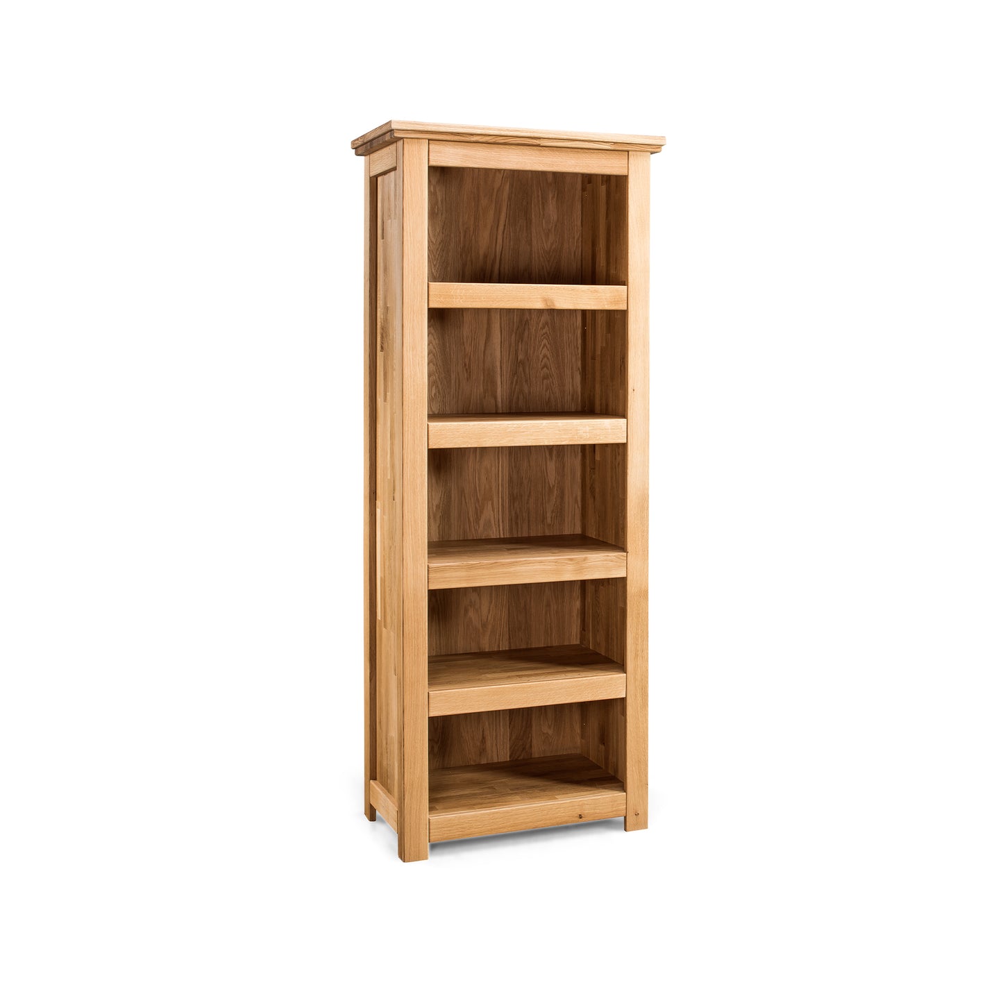 Bücherregal Eiche massiv vor weiße Hintergrund