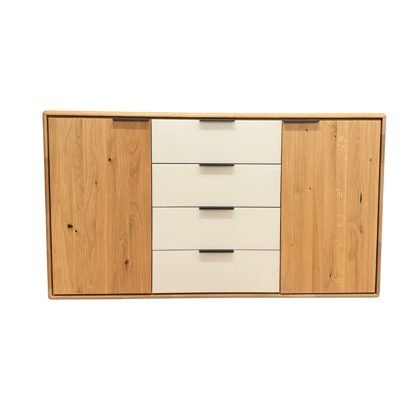 Sideboard Wildeiche massiv Mattglas weiß - Wöstmann Messemuster