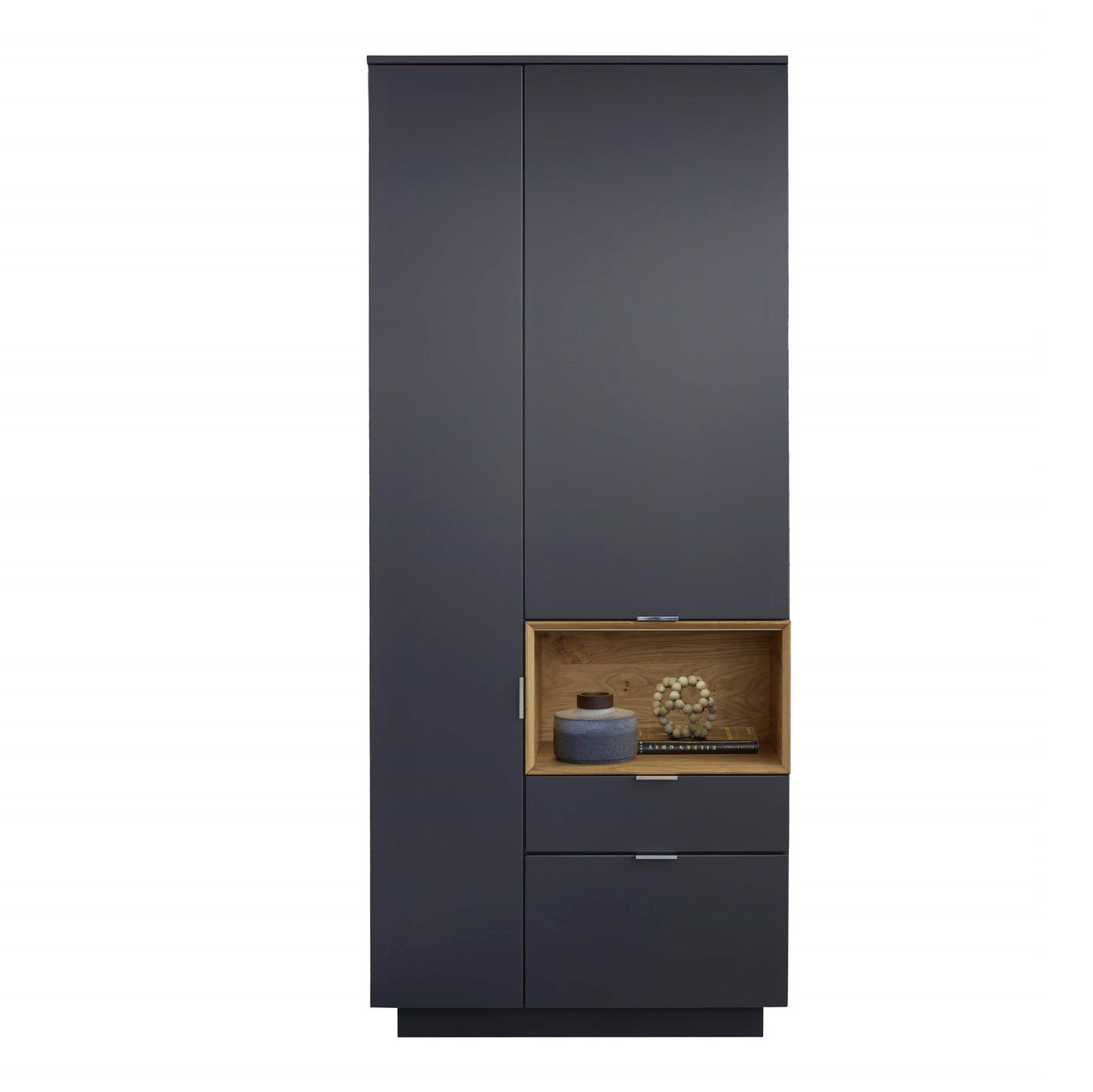 Vitrine Lack grau / Asteiche - Enzo