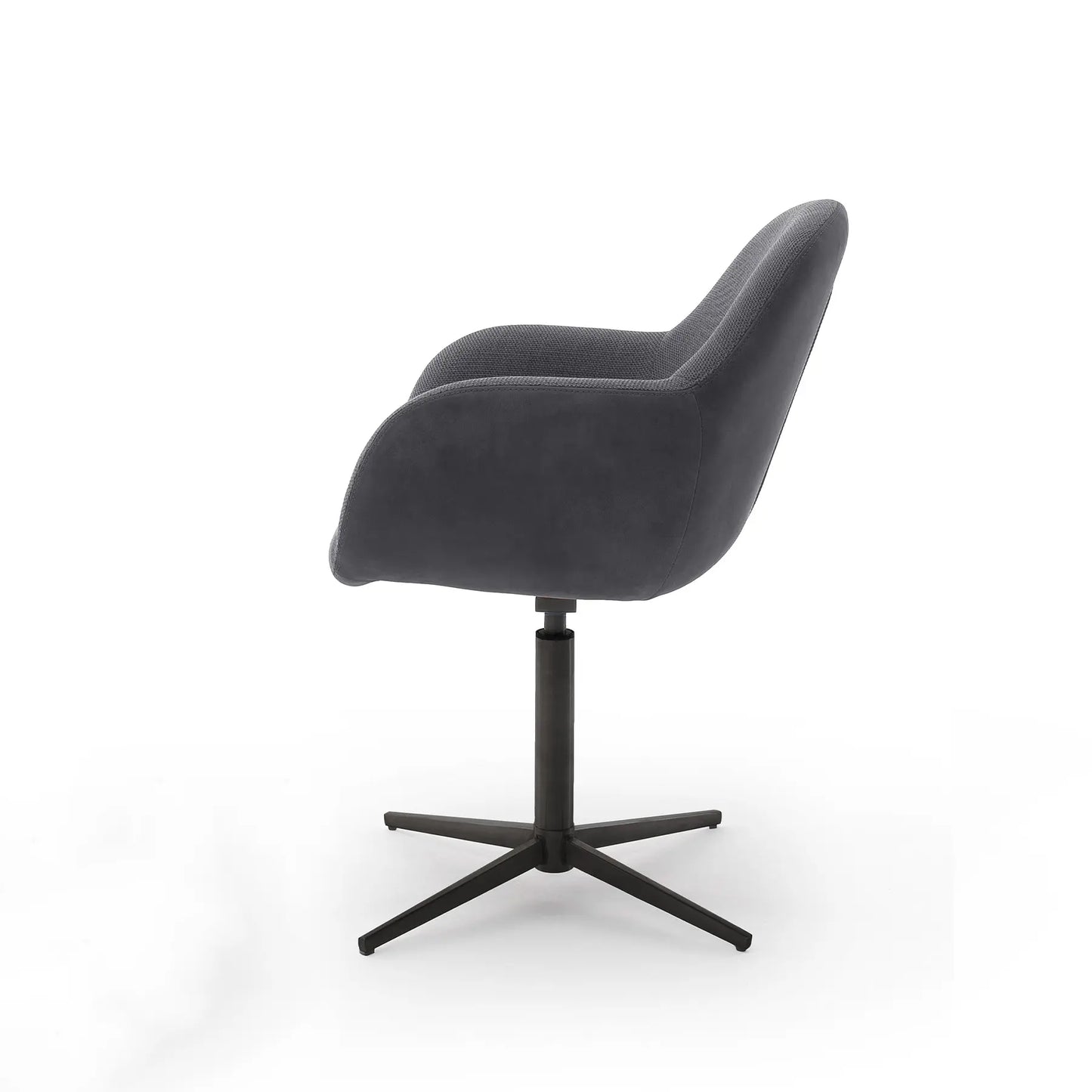 Esszimmerstuhl mit grauem Bezug und schwarzem Fuß