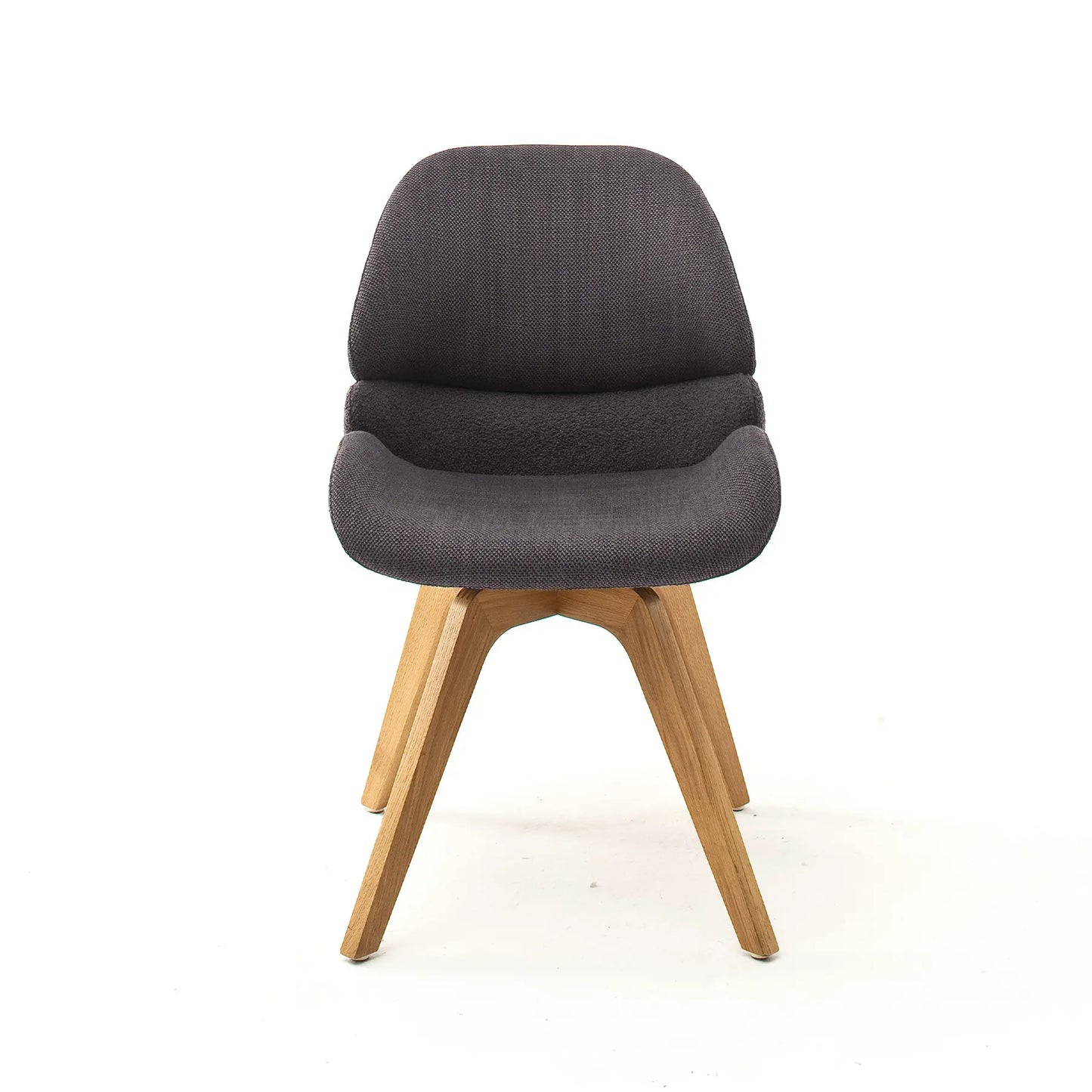 Esszimmerstuhl mit anthrazitfarbenem Bezug und Holzfuß