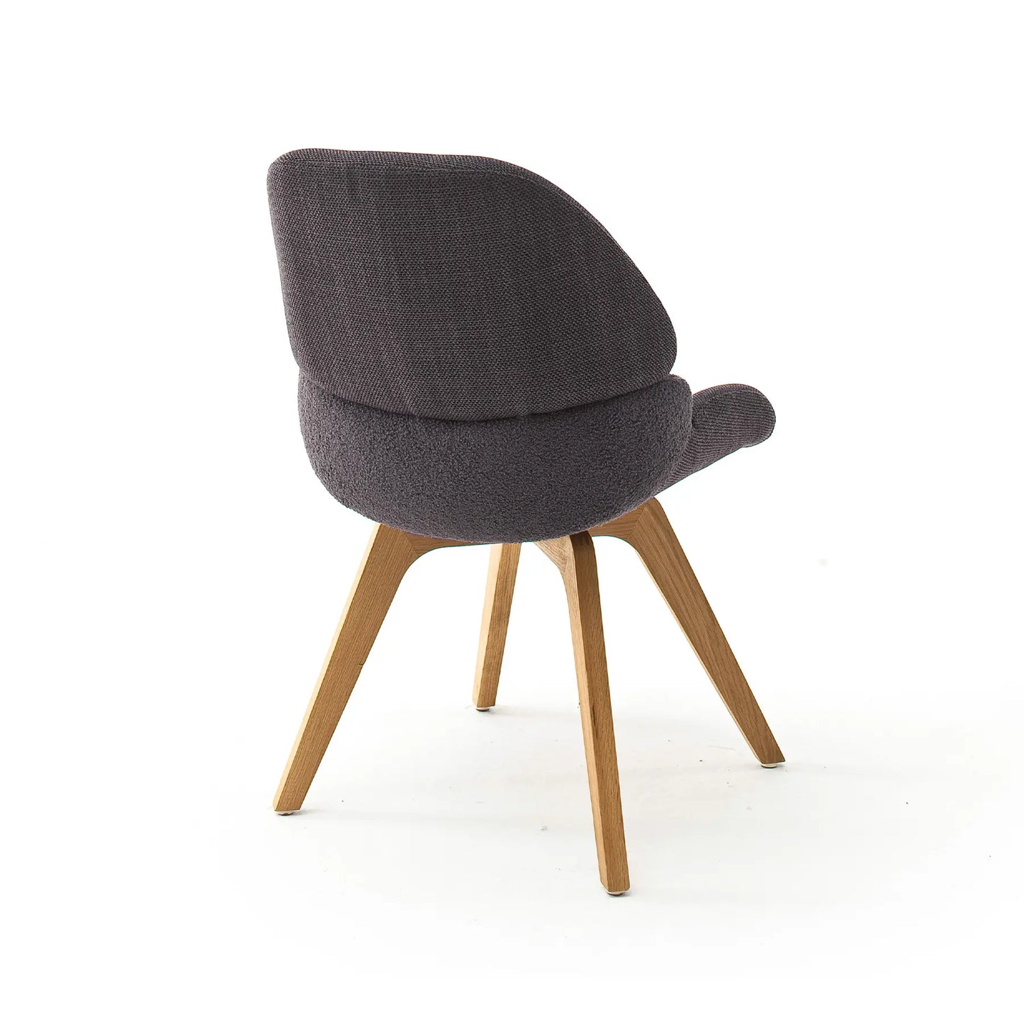 Esszimmerstuhl mit anthrazitfarbenem Bezug und Holzfuß