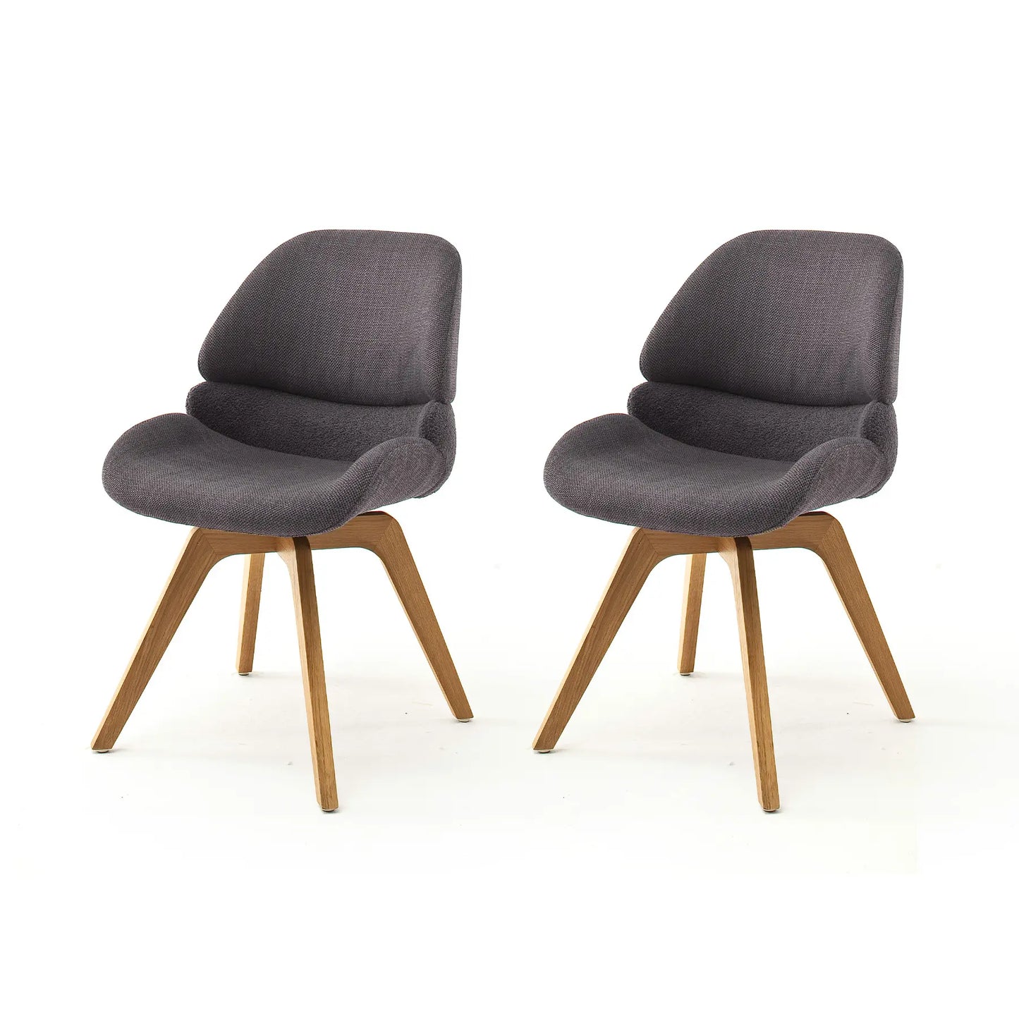 2er Set Esszimmerstuhl mit anthrazitfarbenem Bezug und Holzfuß