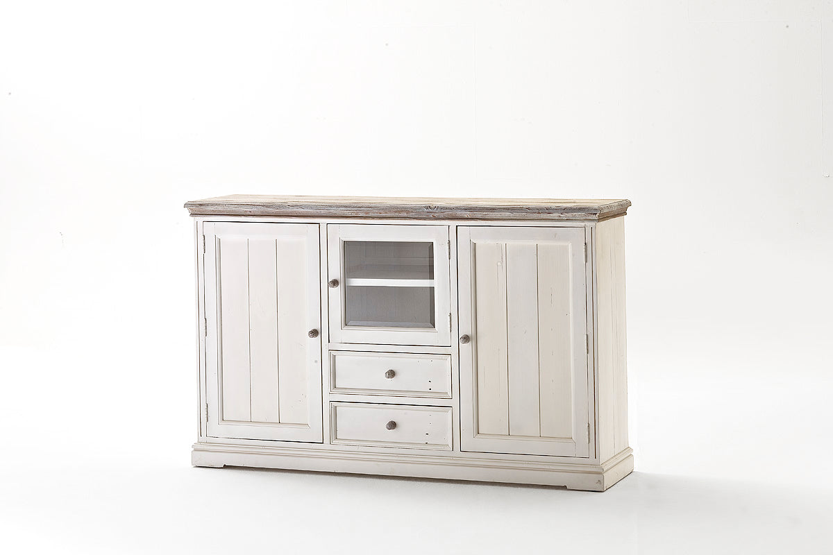 Sideboard Kiefer massiv Landhausstil weiß / white sanded - Opus