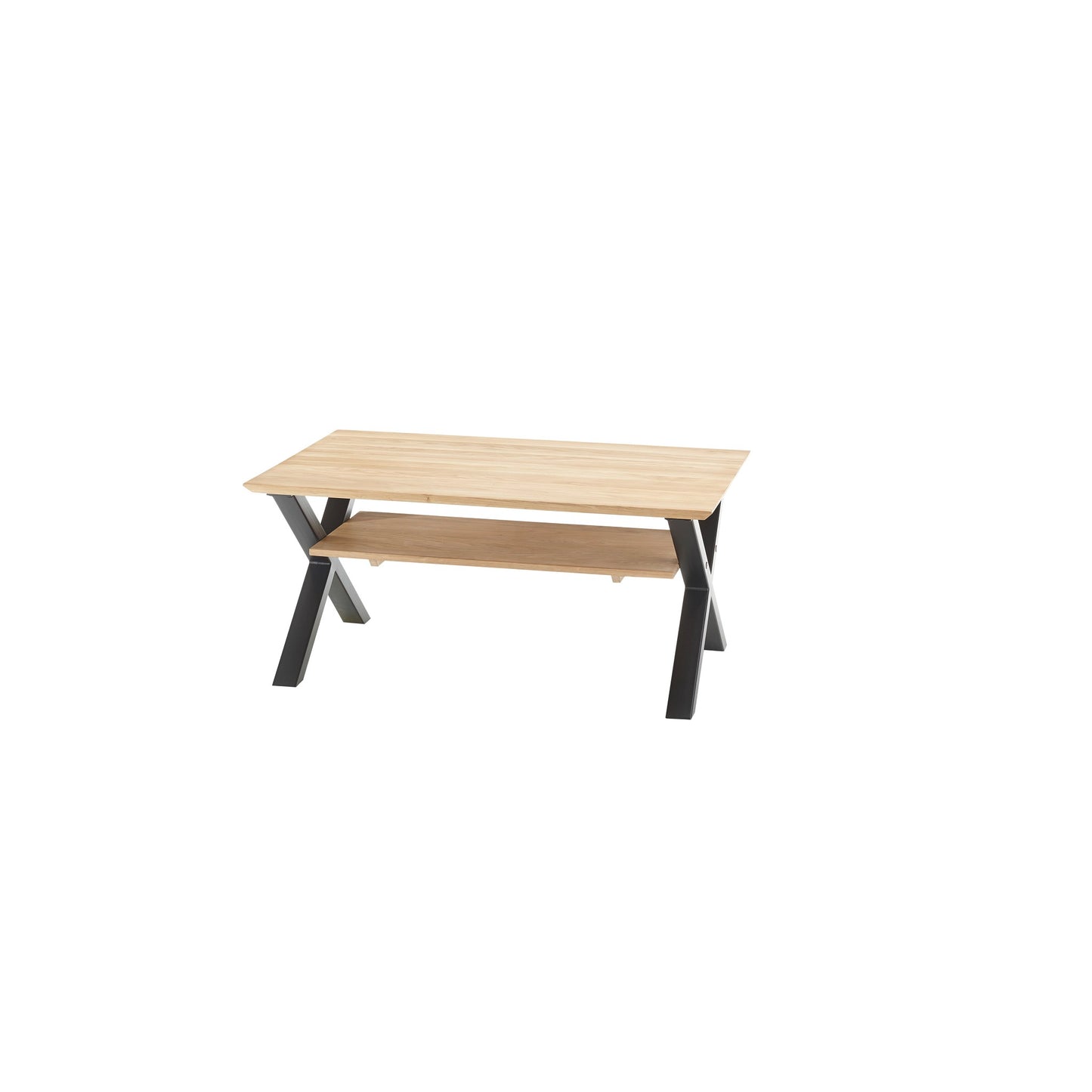 Couchtisch 110 x 70 cm Wildeiche massiv / Metall - Passione