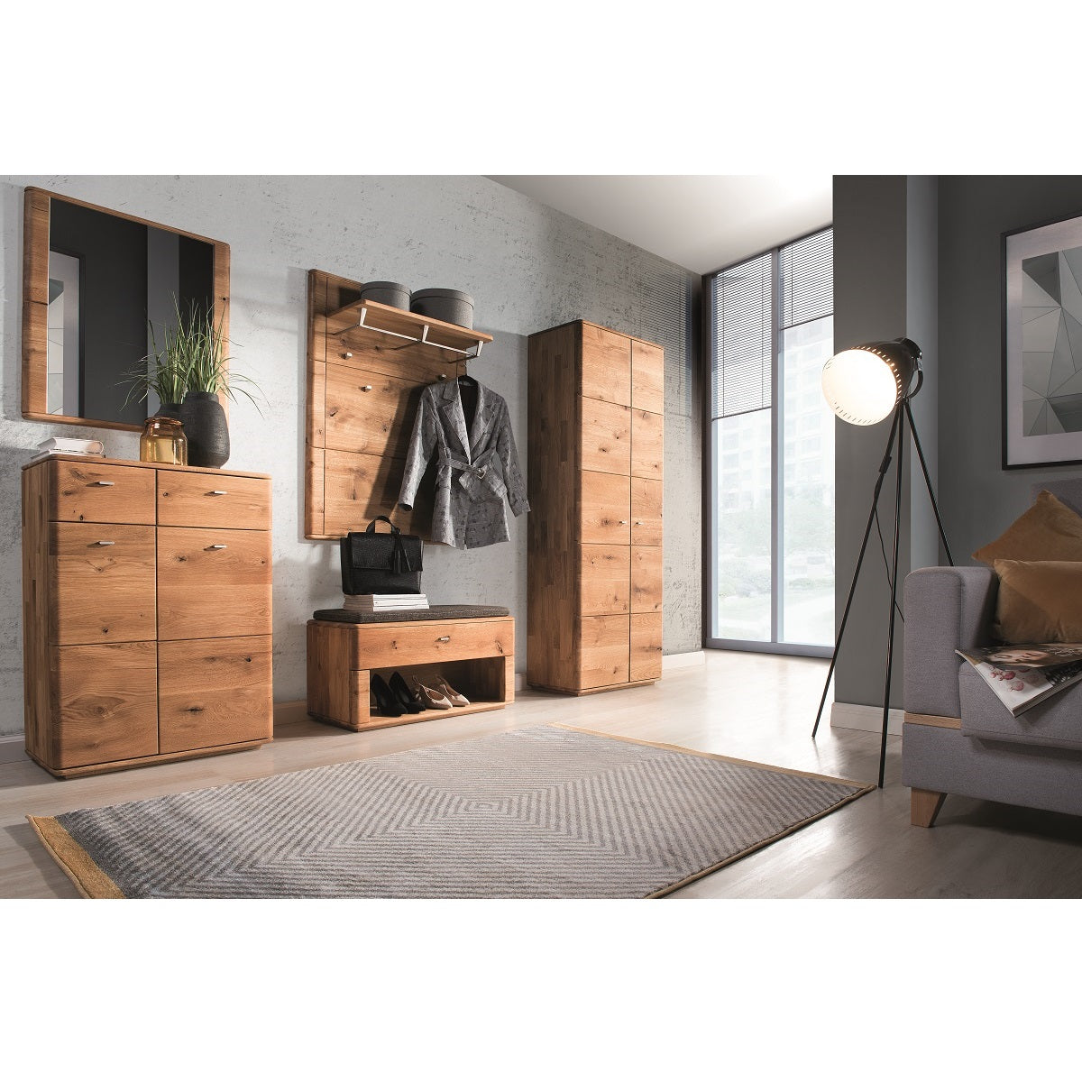 Garderobe Eiche massiv geölt 5 tlg