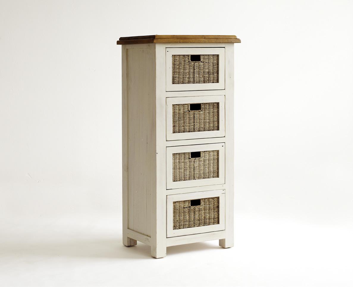 Kommode Kiefer massiv Weiß/Honig Landhausstil Bodde