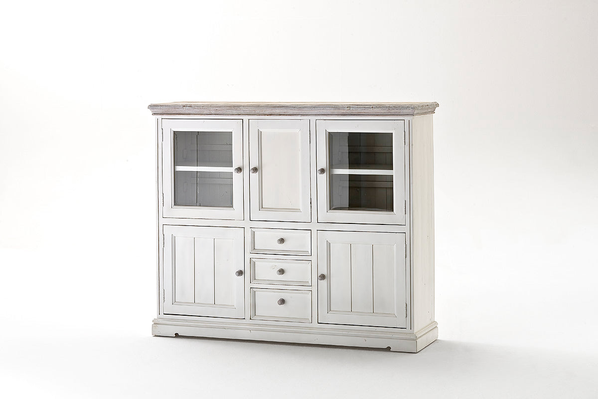 Highboard Kiefer massiv Landhausstil weiß / white sanded Opus