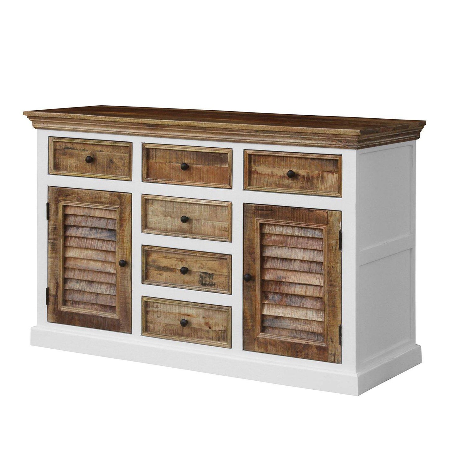 Sideboard Mango massiv weiß / braun Landhausstil Neron