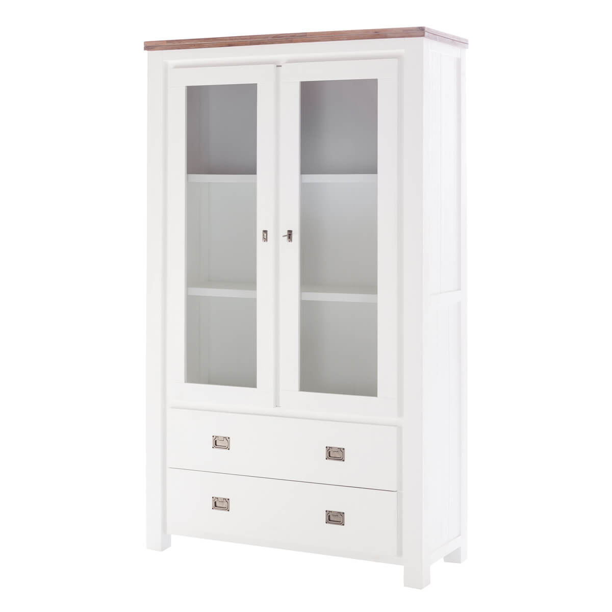Vitrine Akazie massiv Weiß/Cappuccino Lyron