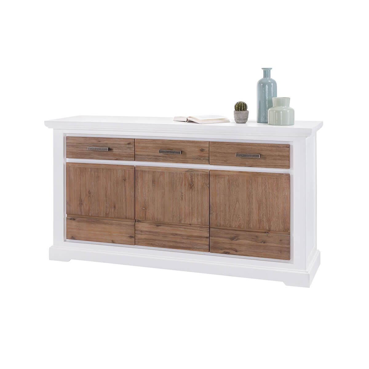 Sideboard Akazie massiv Weiß/Cappuccino gebürstet Lalé