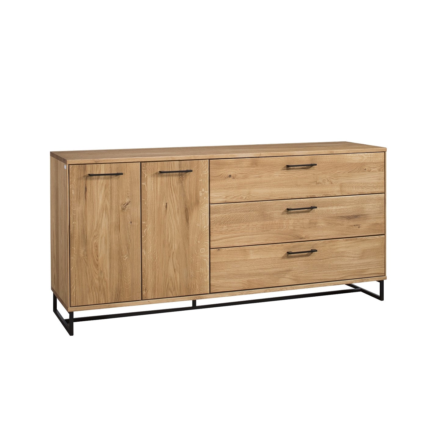 Sideboard Eiche Front massiv natur geölt / Metall - Lagos