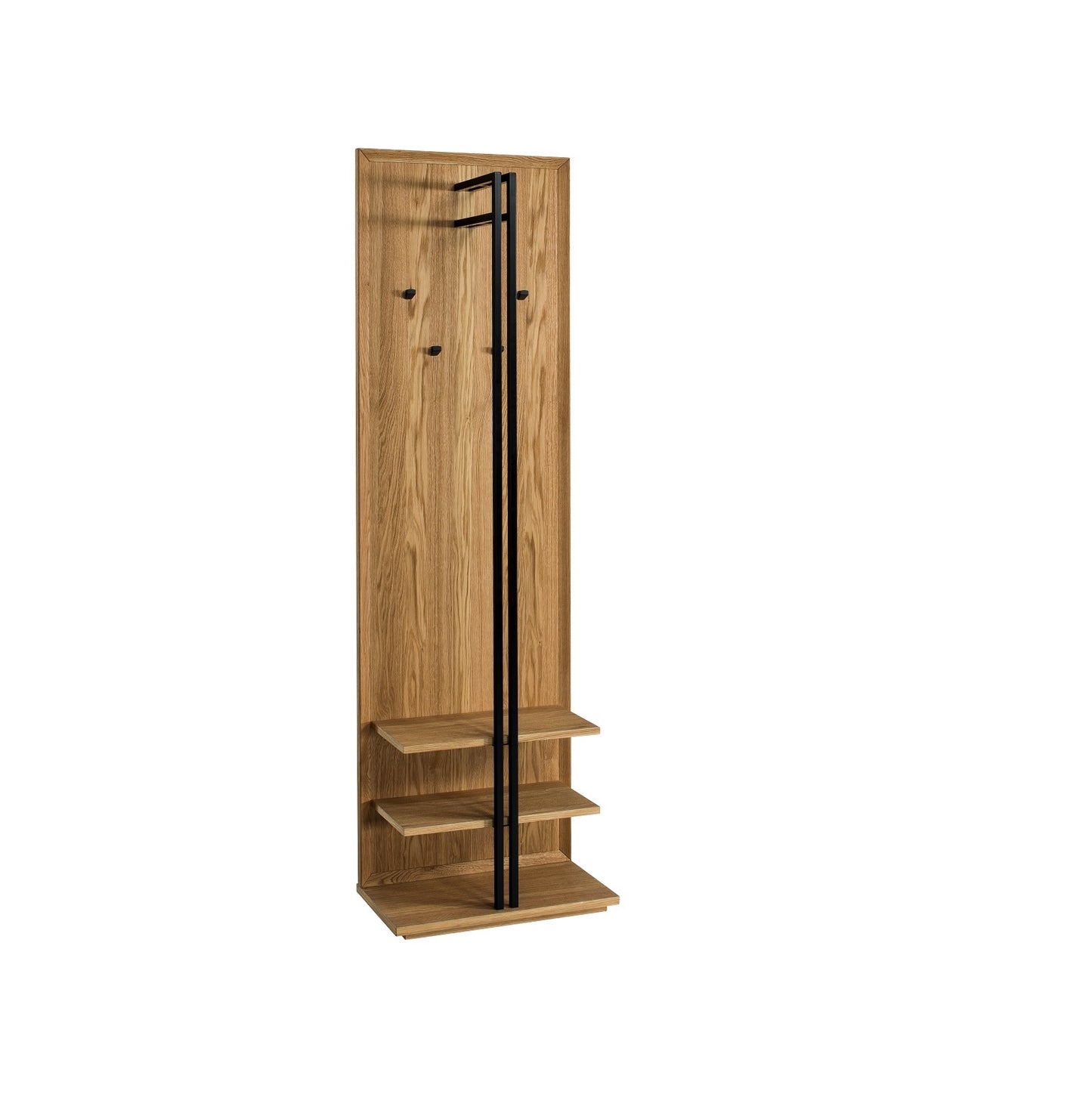 Garderobenwand Rahmen Eiche massiv / Metall-Accessoires - Vigo