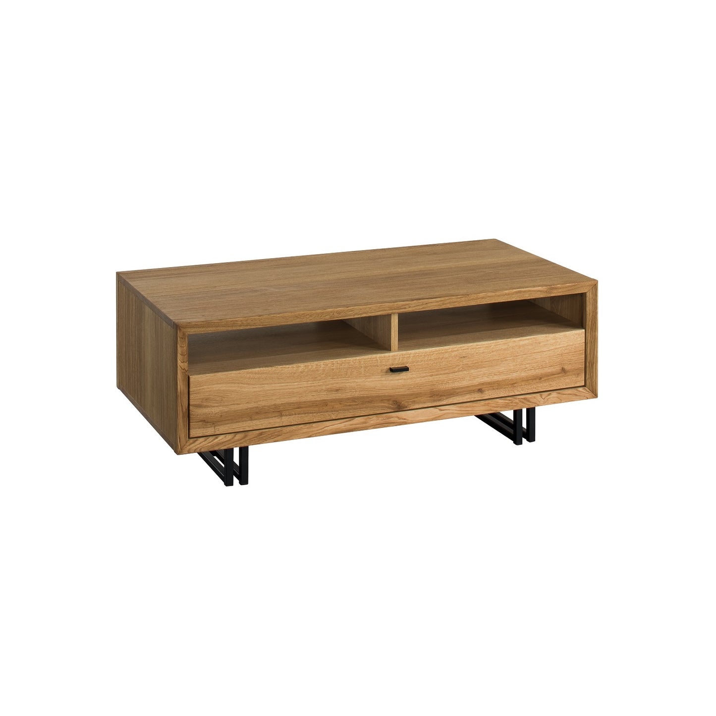 Couchtisch 120 x 60 cm Front Eiche massiv / Metall -Vigo