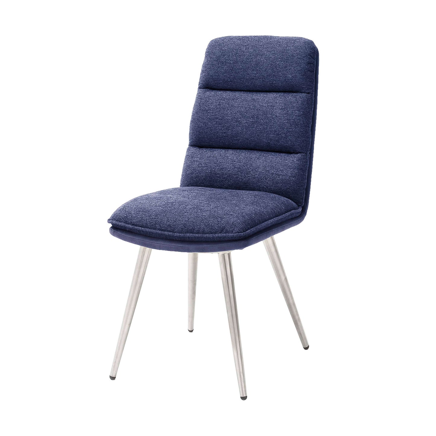 Polsterstuhl 2er-Set Strukturstoff blau / Edelstahlgestell - Fida