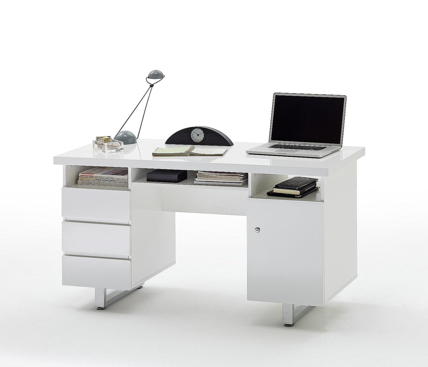 Sydney Office Schreibtisch - Hochglanz weiß lackiert - 9811-40125W4