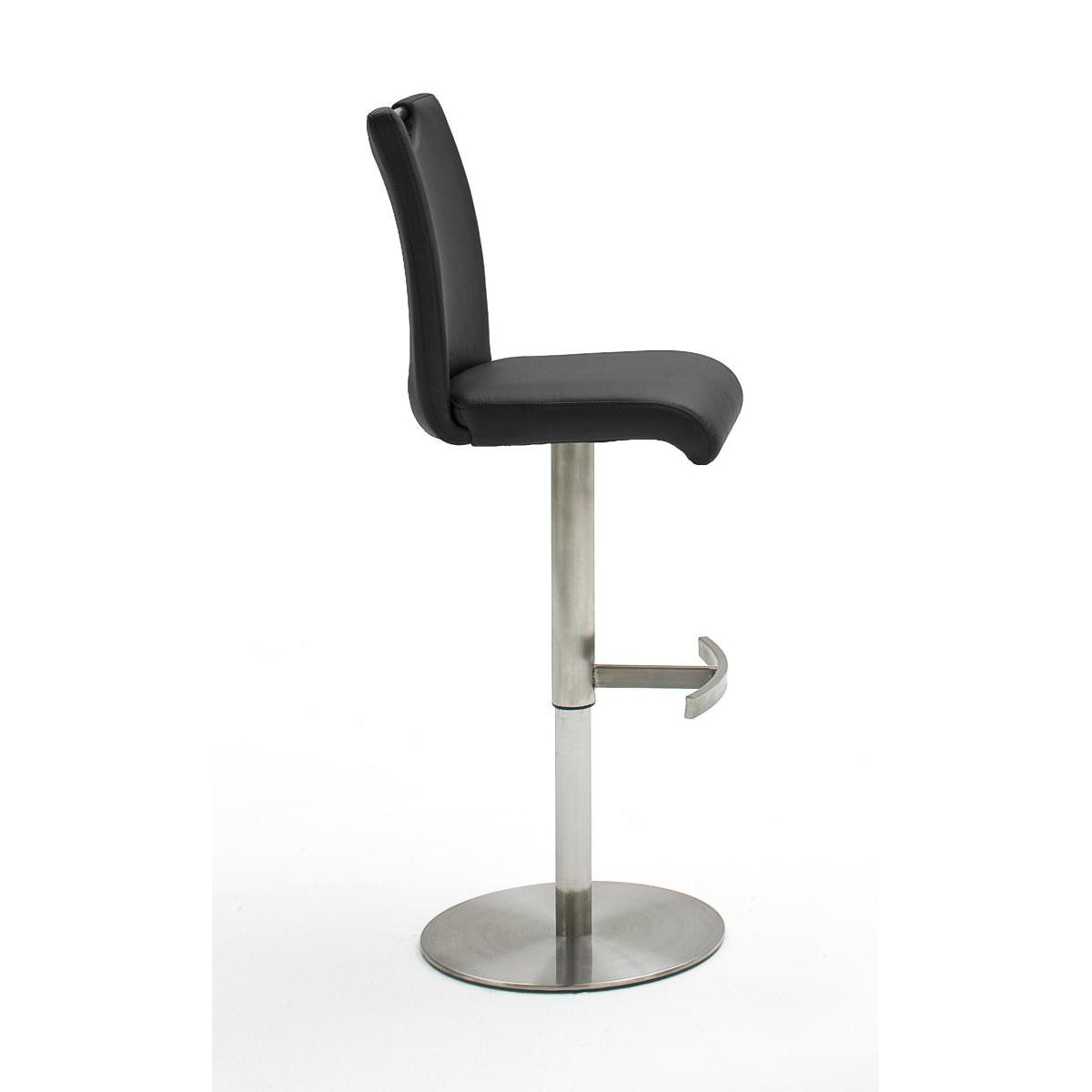 Barhocker Novello Soft Lederoptik schwarz Gestell Edelstahl Alesie 9811-ALESIEPS