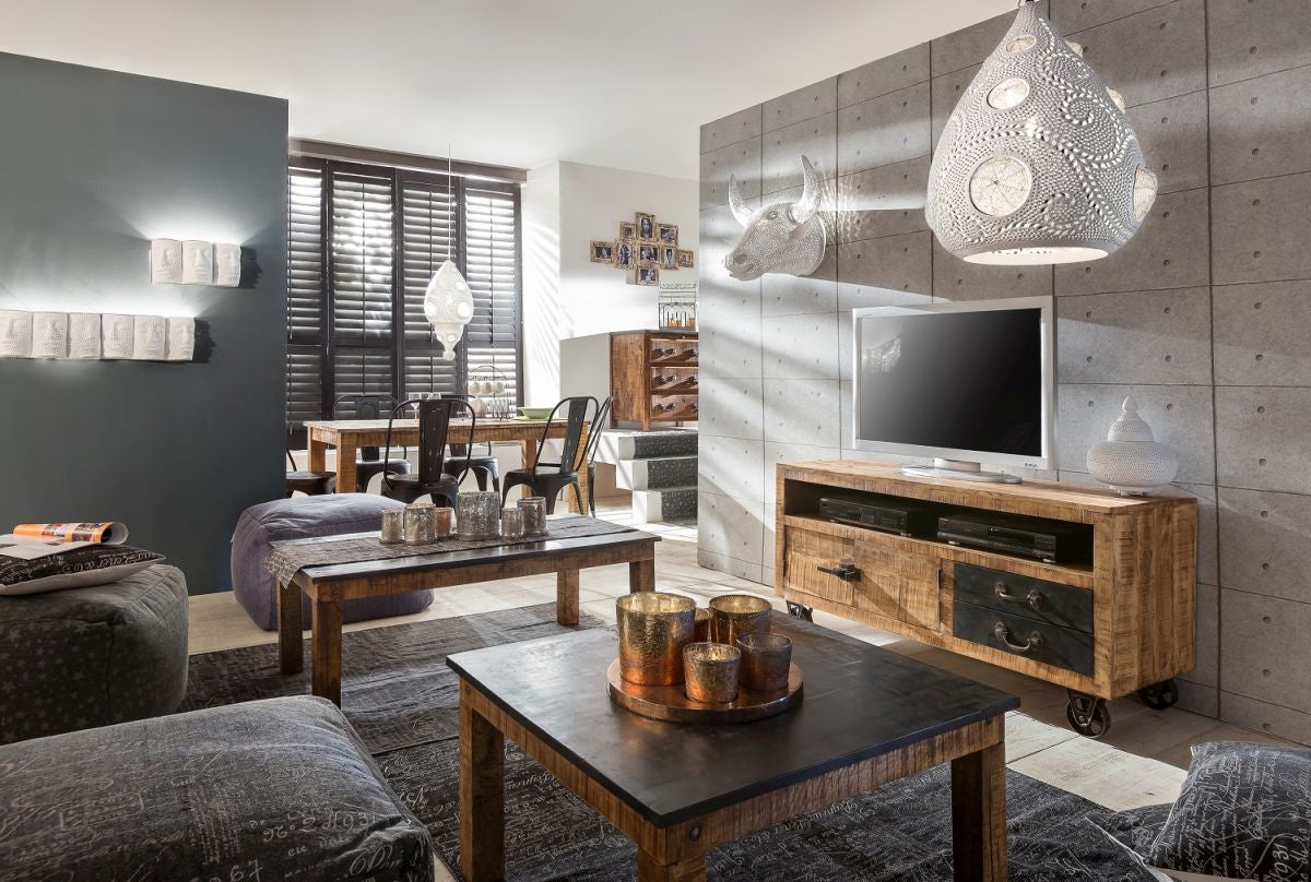 TV-Board recycelt Altholz massiv Shabby Chic Ceylon