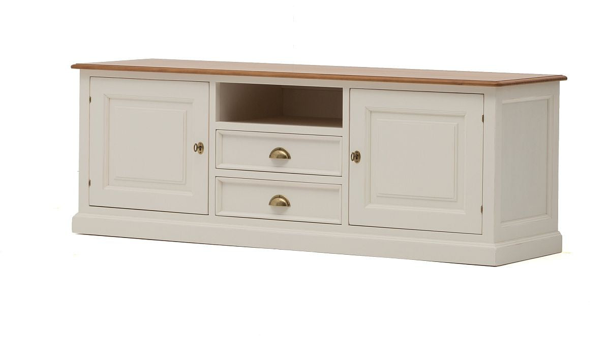 TV-Schrank Pinie teilmassiv weiß/natur Landhausstil New Port