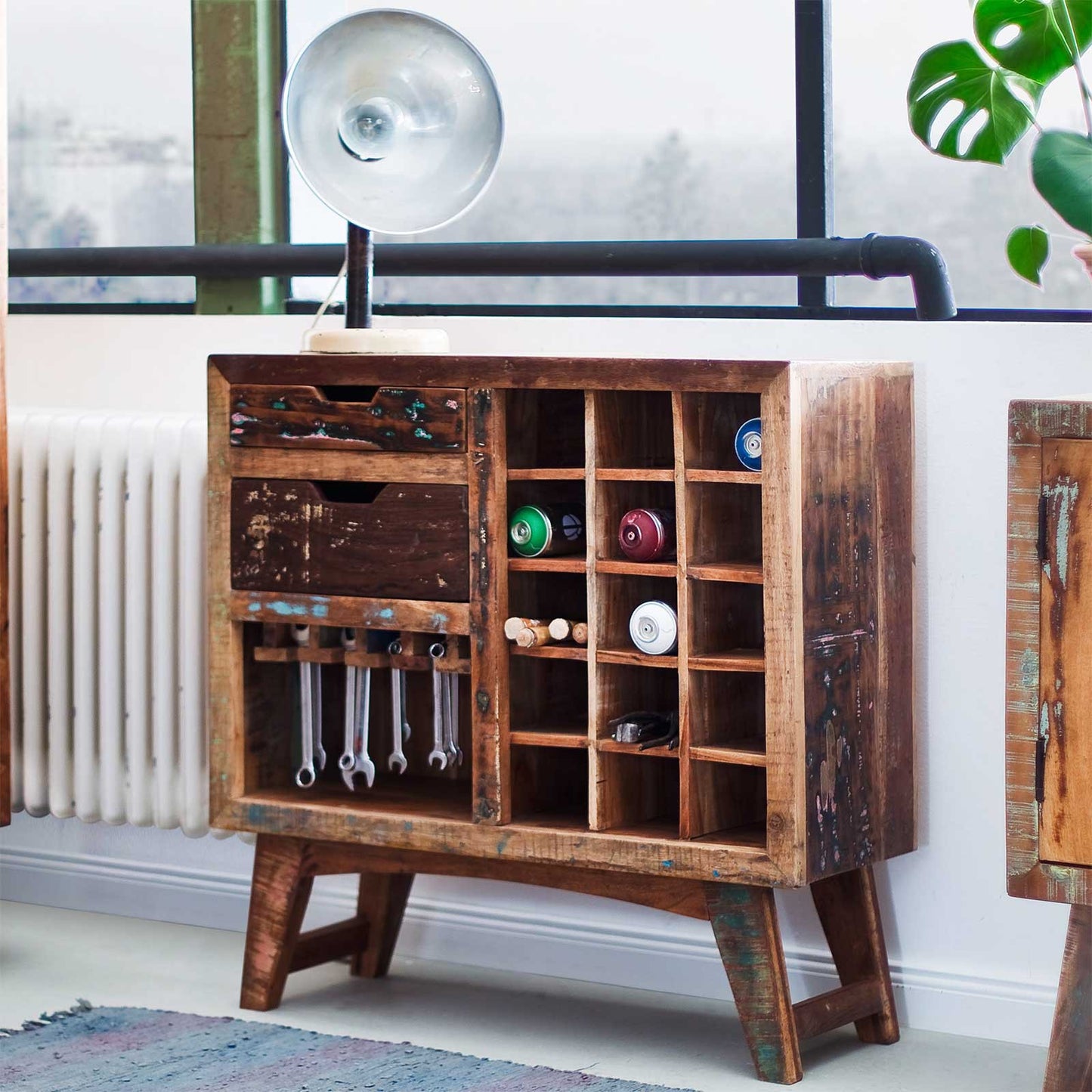 Weinregal Recycel Massivholz Used-Look Shabby Chic - Malmö
