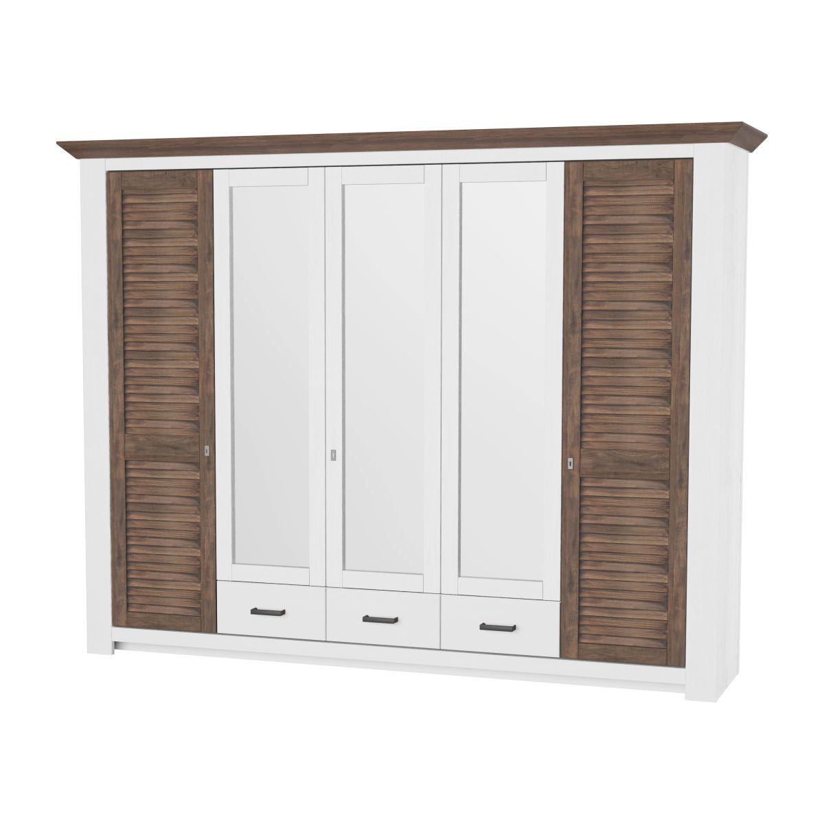 Kleiderschrank 5 trg. Pinie Fronten massiv Landhausstil Laguna