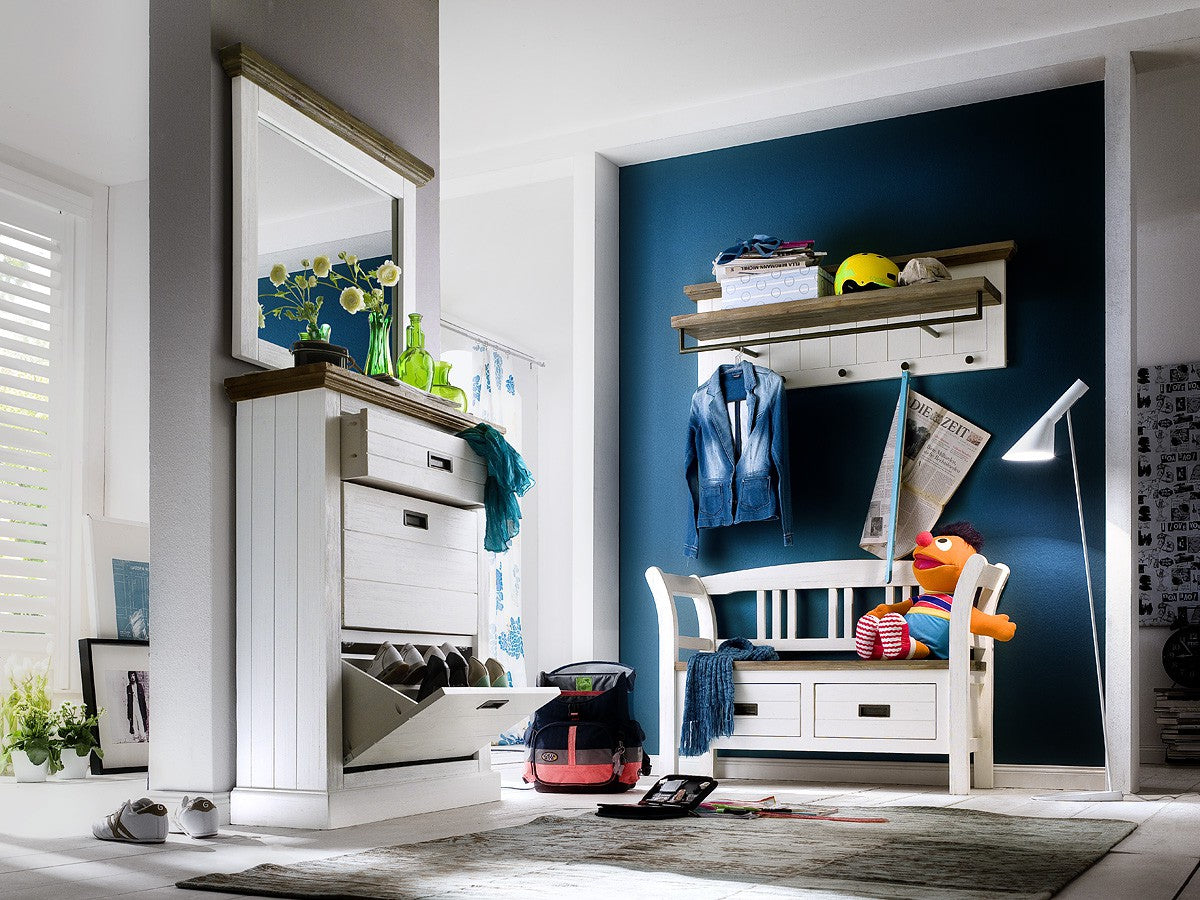 Garderobe Akazie teilmassiv weiß/braun Gomera 9811-GOM07K02