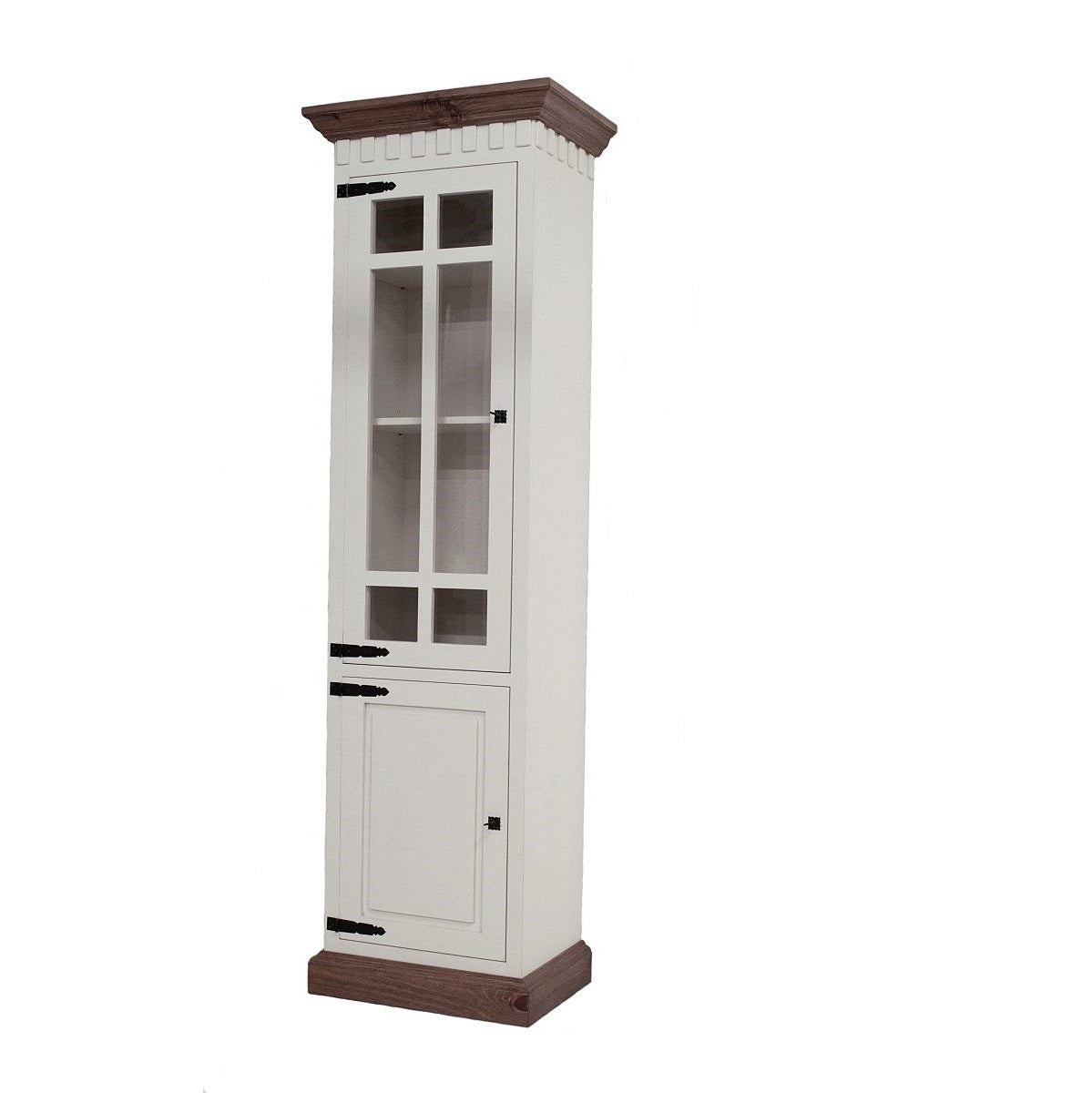 Vitrine 1-türig Pinie massiv Antikfinish/Weiß Finca