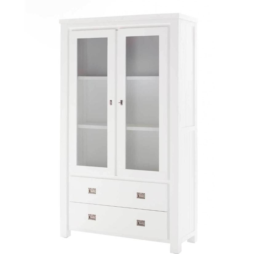 Vitrine Akazie massiv Weiß Lyron