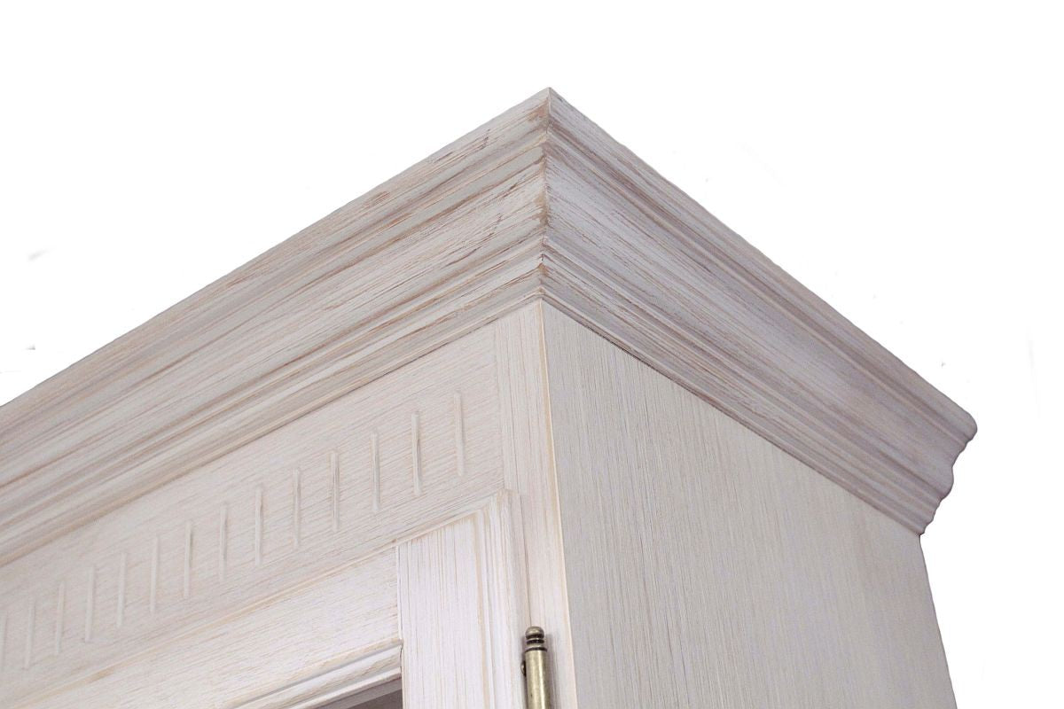 Vitrine weiß Detailbild vor weißem Hintergrund