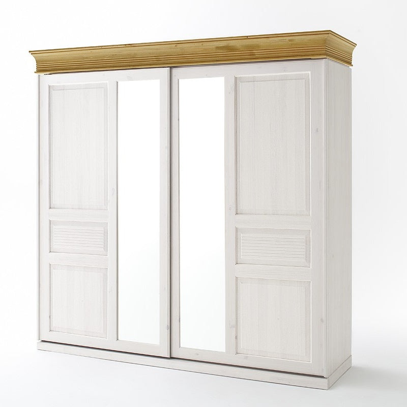Kleiderschrank 2trg. Schwebetüren Kiefer massiv Landhausstil Oslo