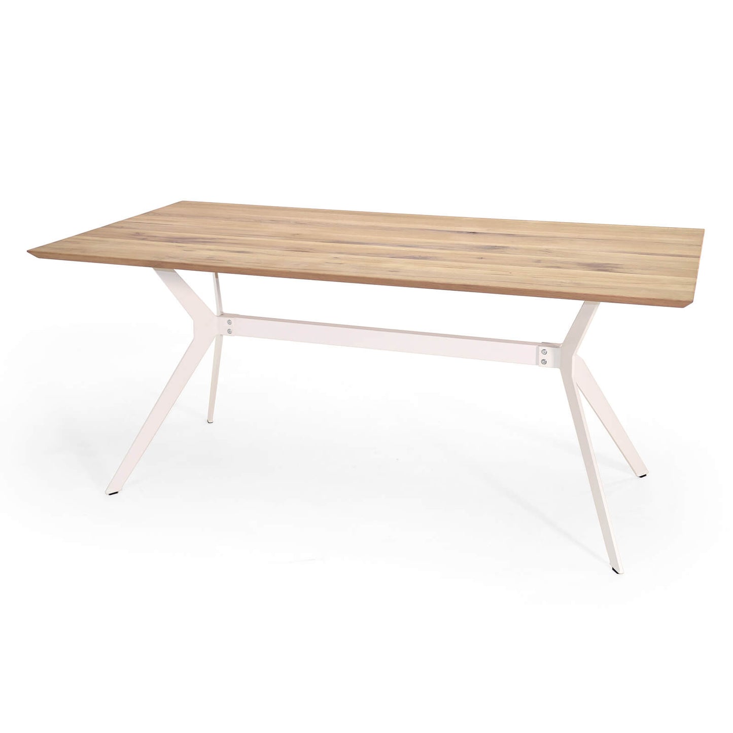 Esstisch 180 x 90 cm Eiche massiv / Metall weiß Lalo