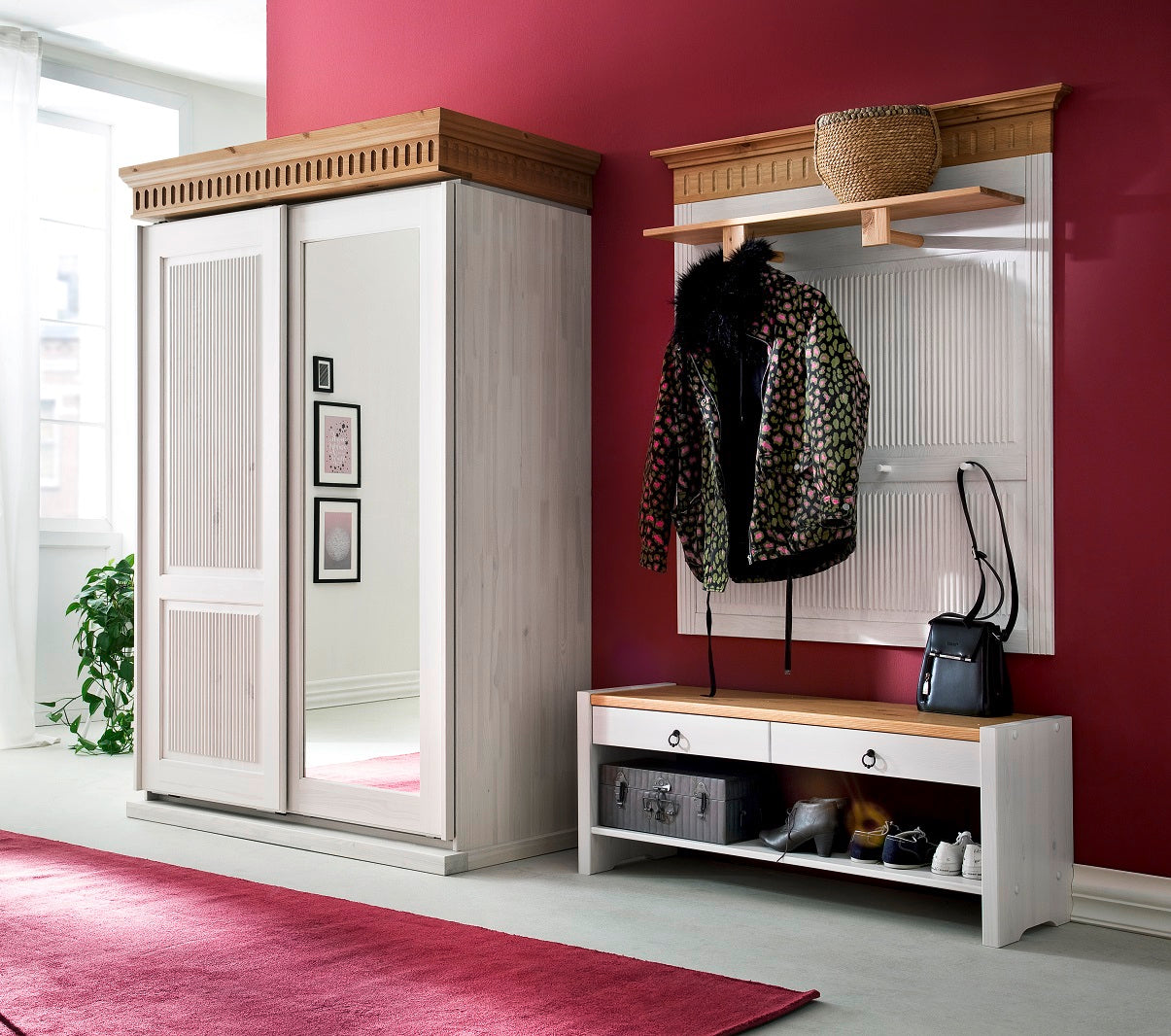 Garderoben-Set 3 tlg. Kiefer massiv Landhausstil Helsinki