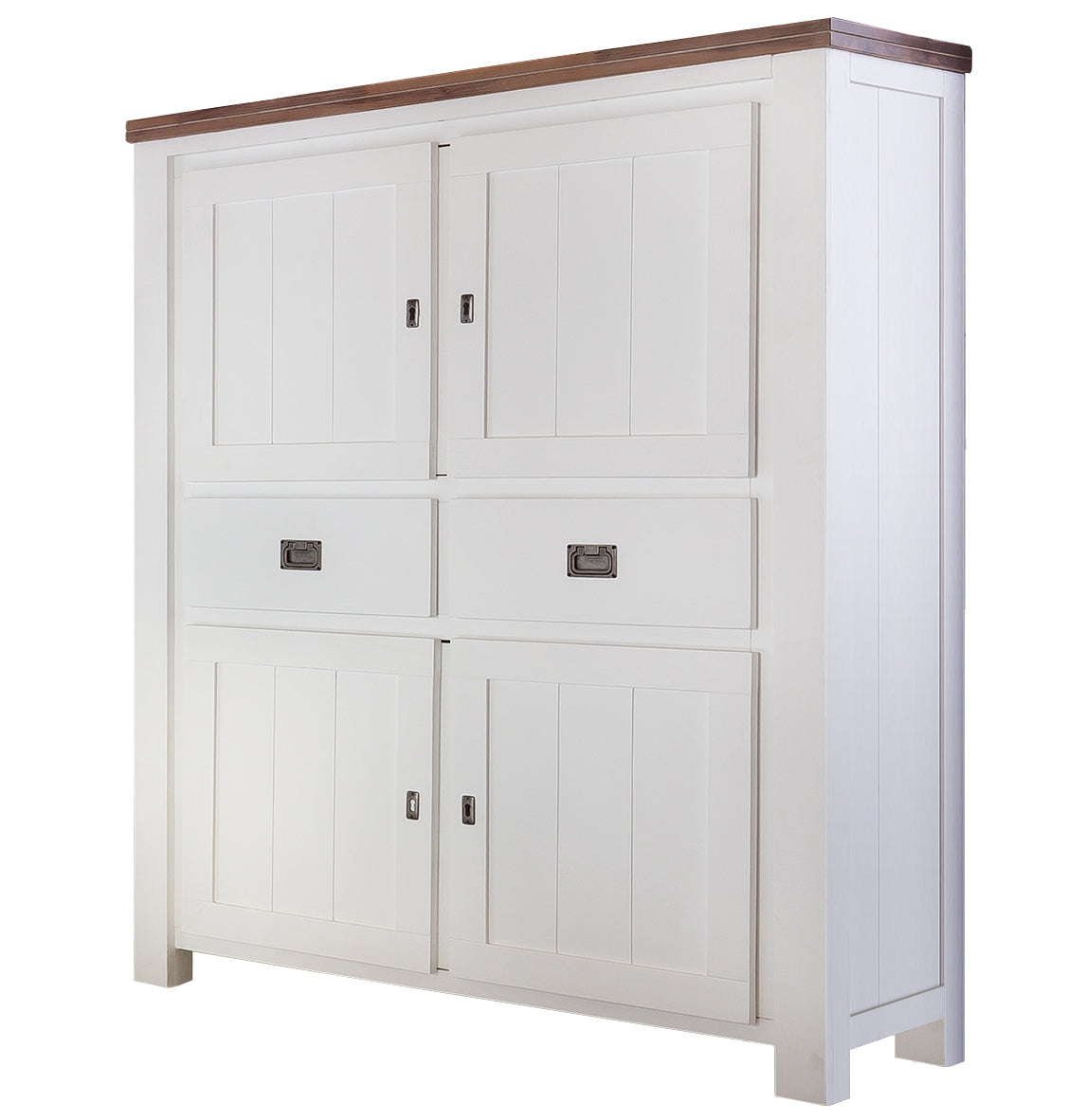 Highboard Akazie massiv Weiß/Cappuccino Lyron