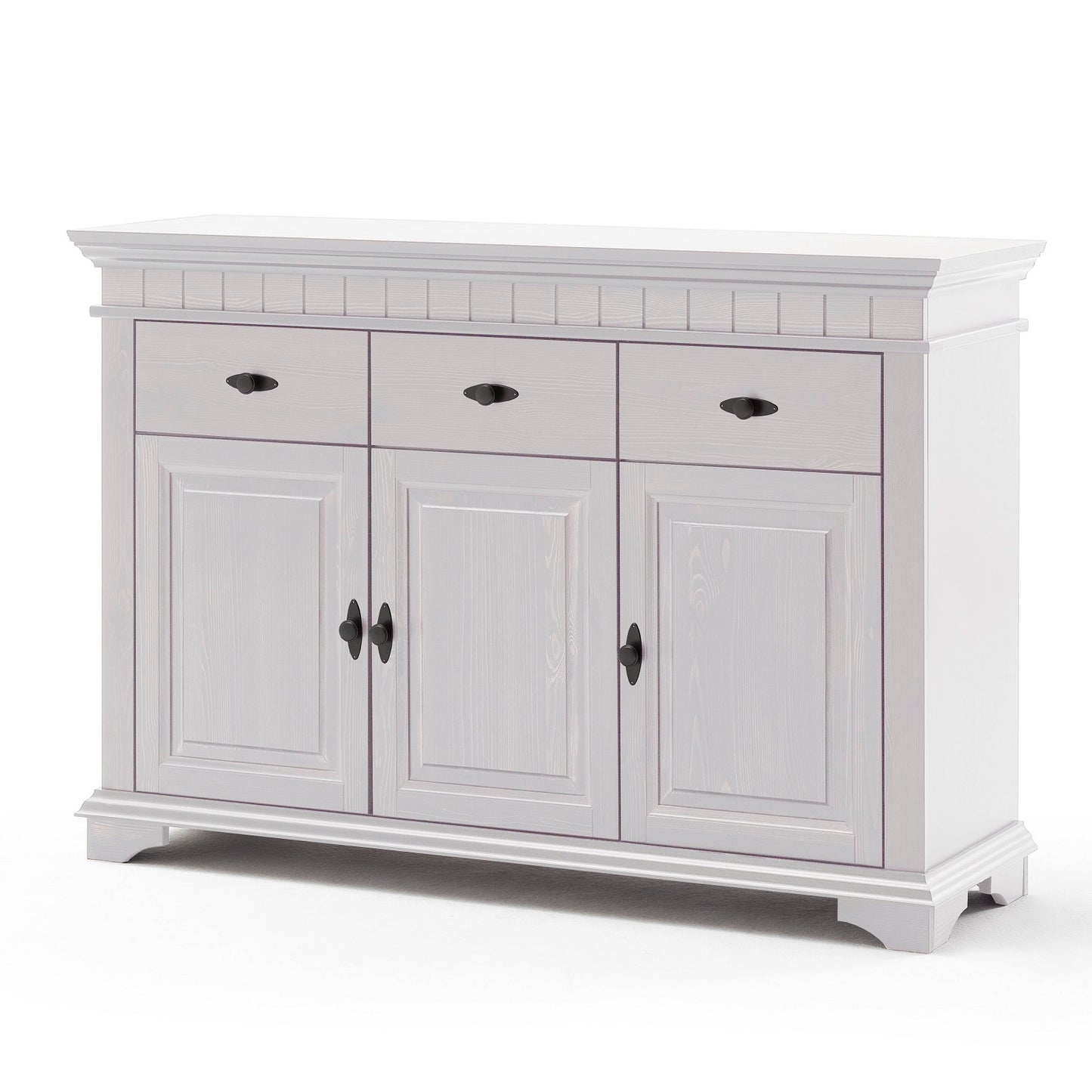 Sideboard Kiefer massiv Landhausstil weiß - Lyon