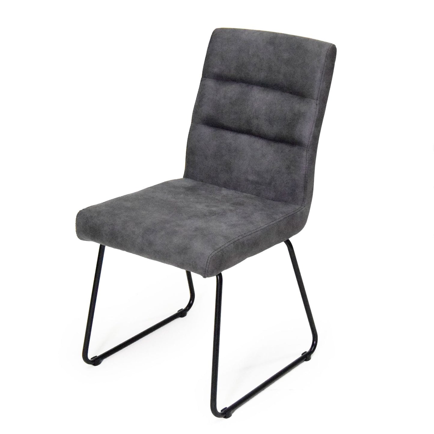 Polsterstuhl 2er-Set anthrazit / Metallfüße schwarz - Luni