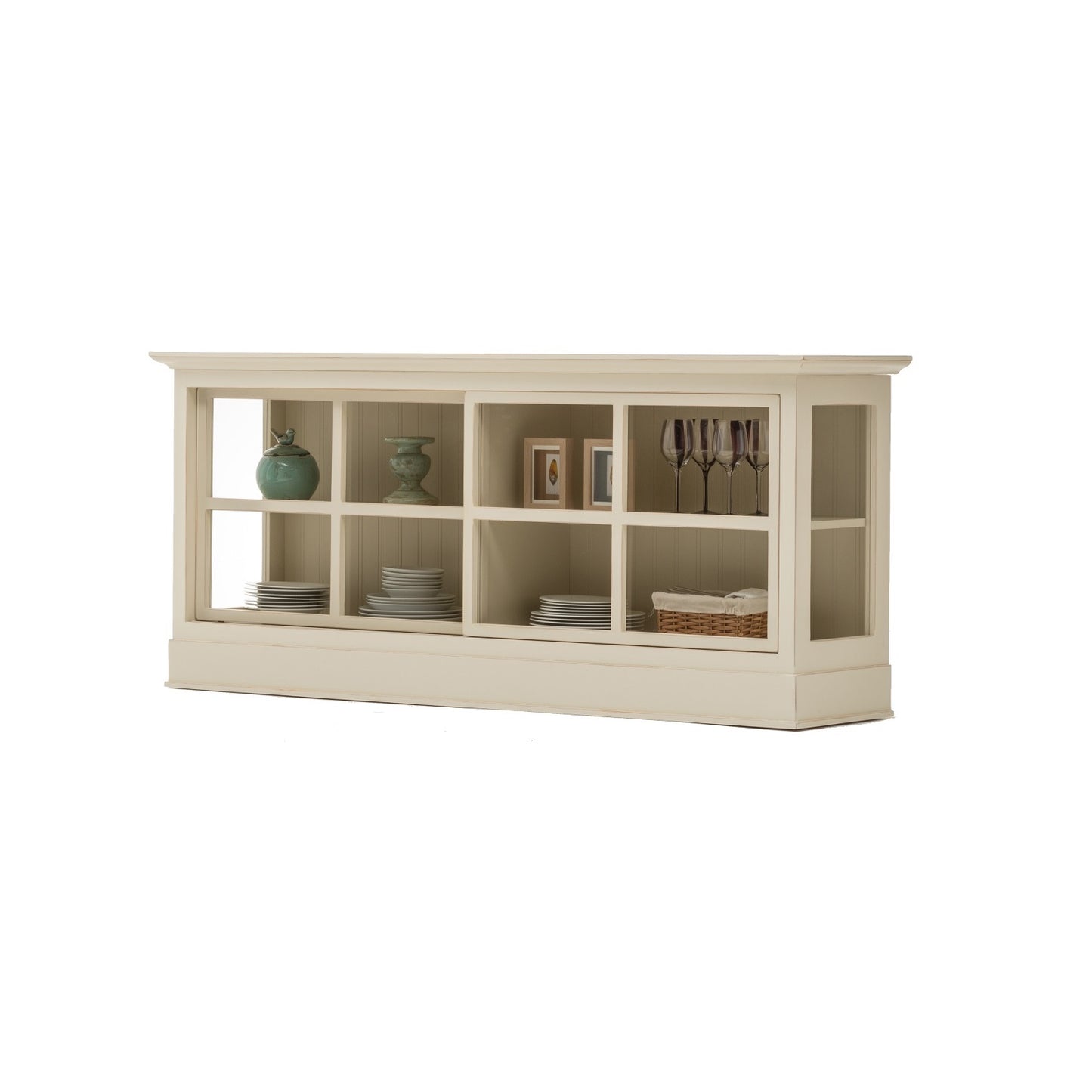 Sideboard mit Schiebetüren Pinie massiv weiss - Urban