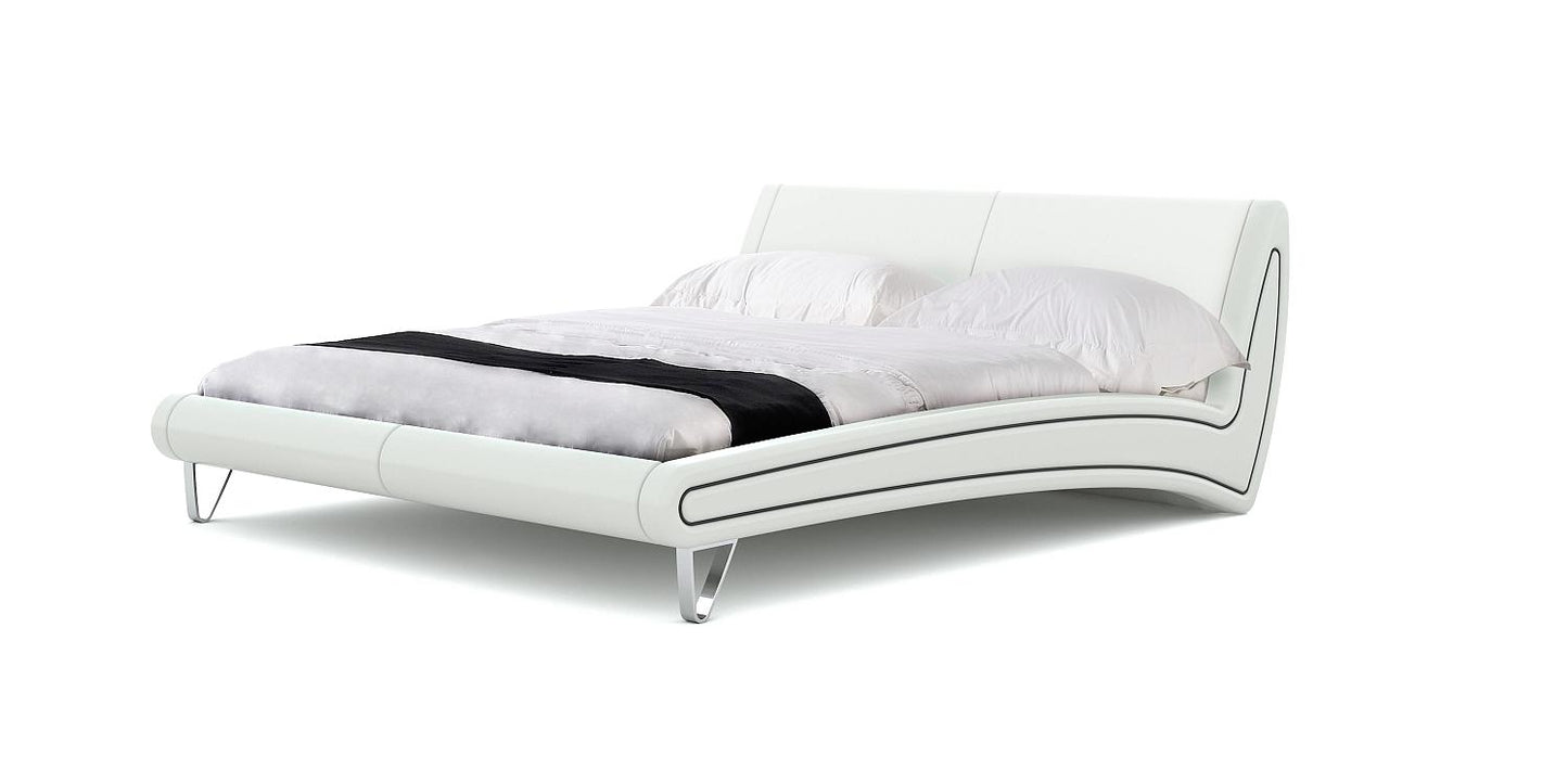 Futonbett Novello Soft Lederoptik weiß - grau Stardust, 180 x 200 cm - 50050054