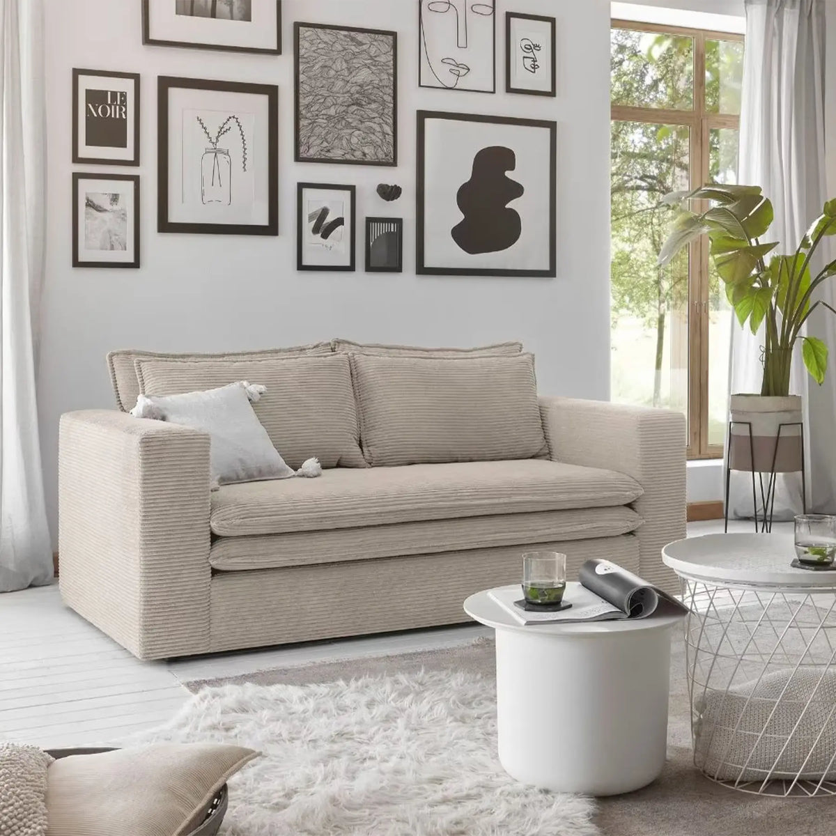 2‑Sitzer Sofa Cordbezug hellbeige Piagge – AMD Möbel