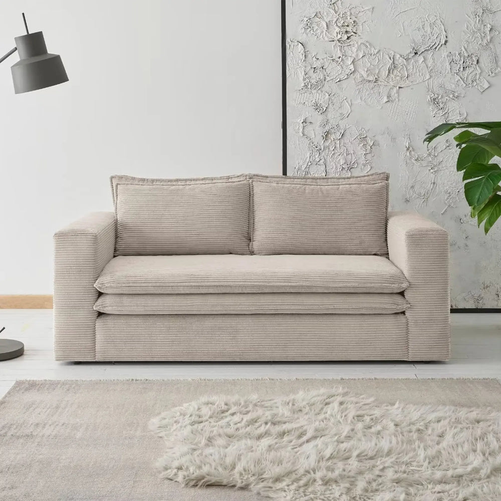 2-Sitzer Sofa in Beige aus Cord-Stoff