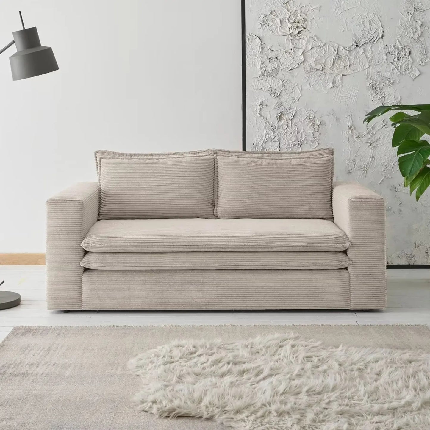 2-Sitzer Sofa in Beige aus Cord-Stoff
