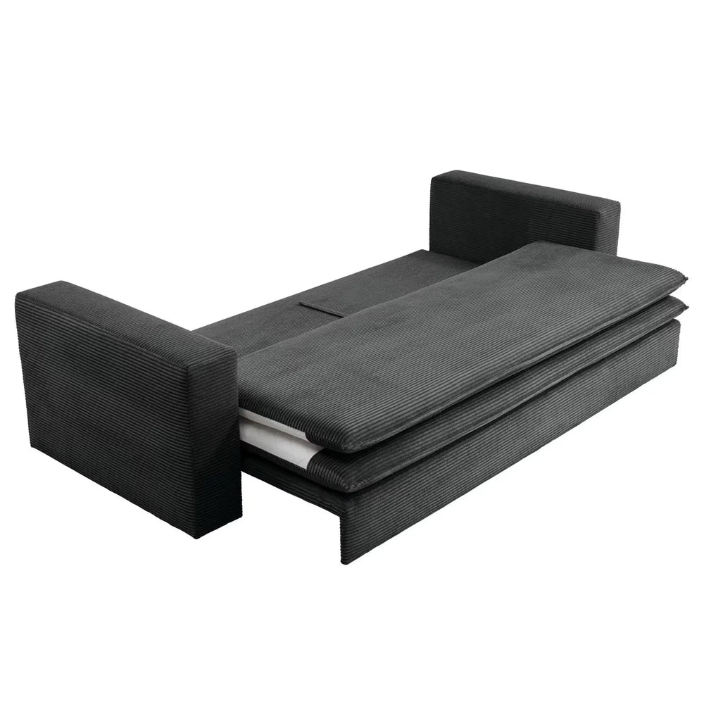 
                  
                    3-Sitzer-Sofa mit anthrazitfarbenen Cordbezug und Schlaffunktion
                  
                