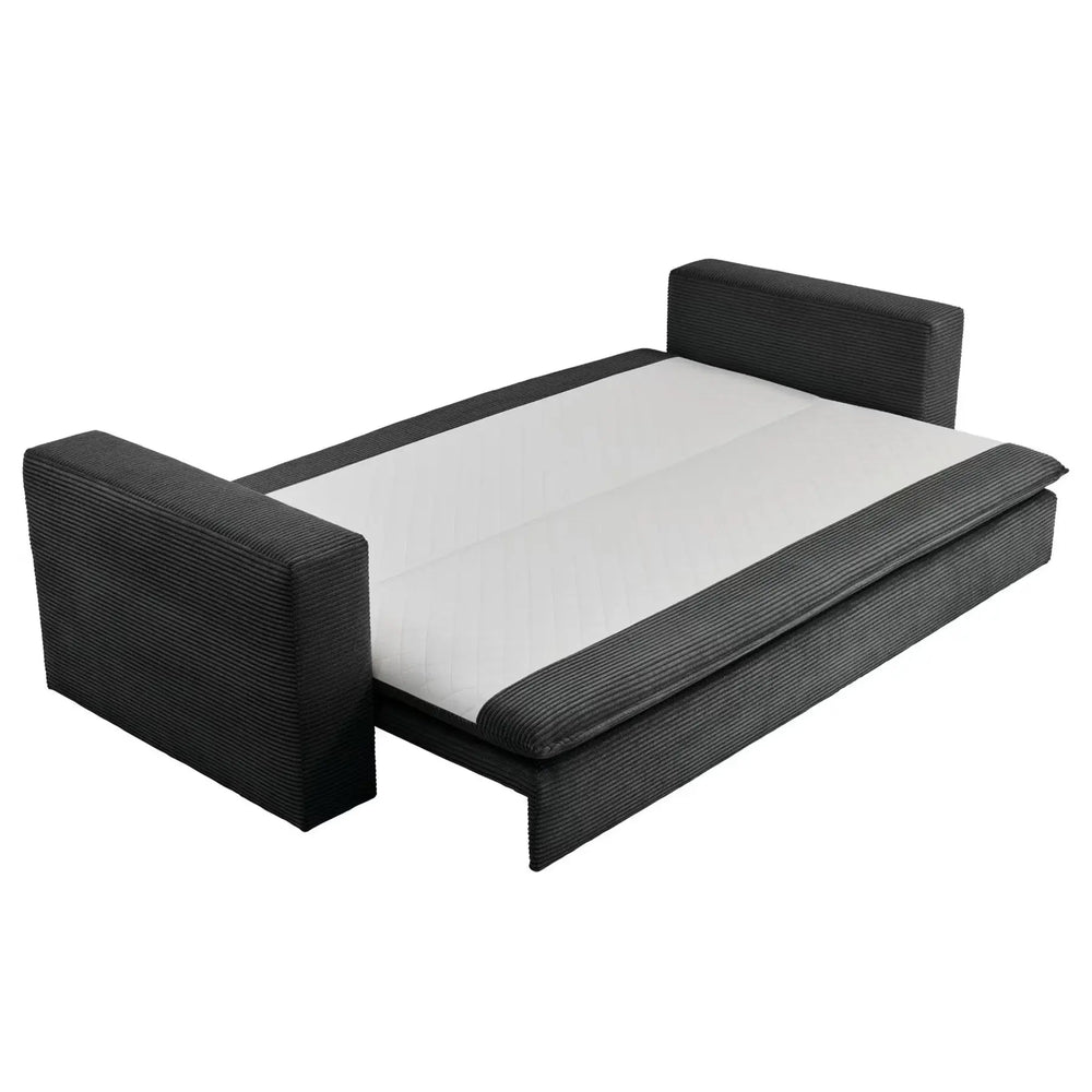 
                  
                    3-Sitzer-Sofa mit anthrazitfarbenen Cordbezug und Schlaffunktion
                  
                