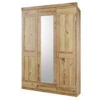 Kleiderschrank mit zwei Holztüren und einer Spiegeltür