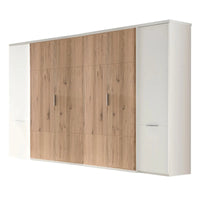 6-türiger Kleiderschrank in weiß mit 4 Holztüren